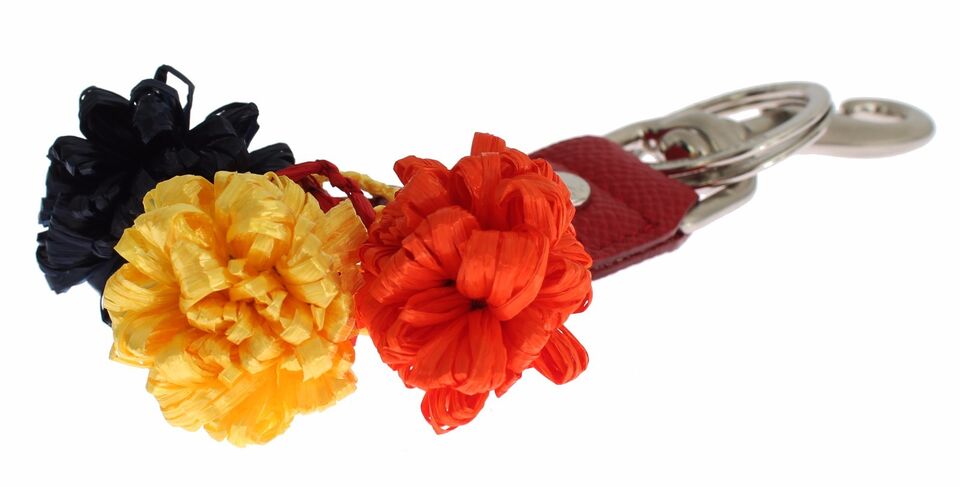 Dolce & Gabbana Multicolor Leather Raffia Clasp Finder Chain Keyring Glam Steals