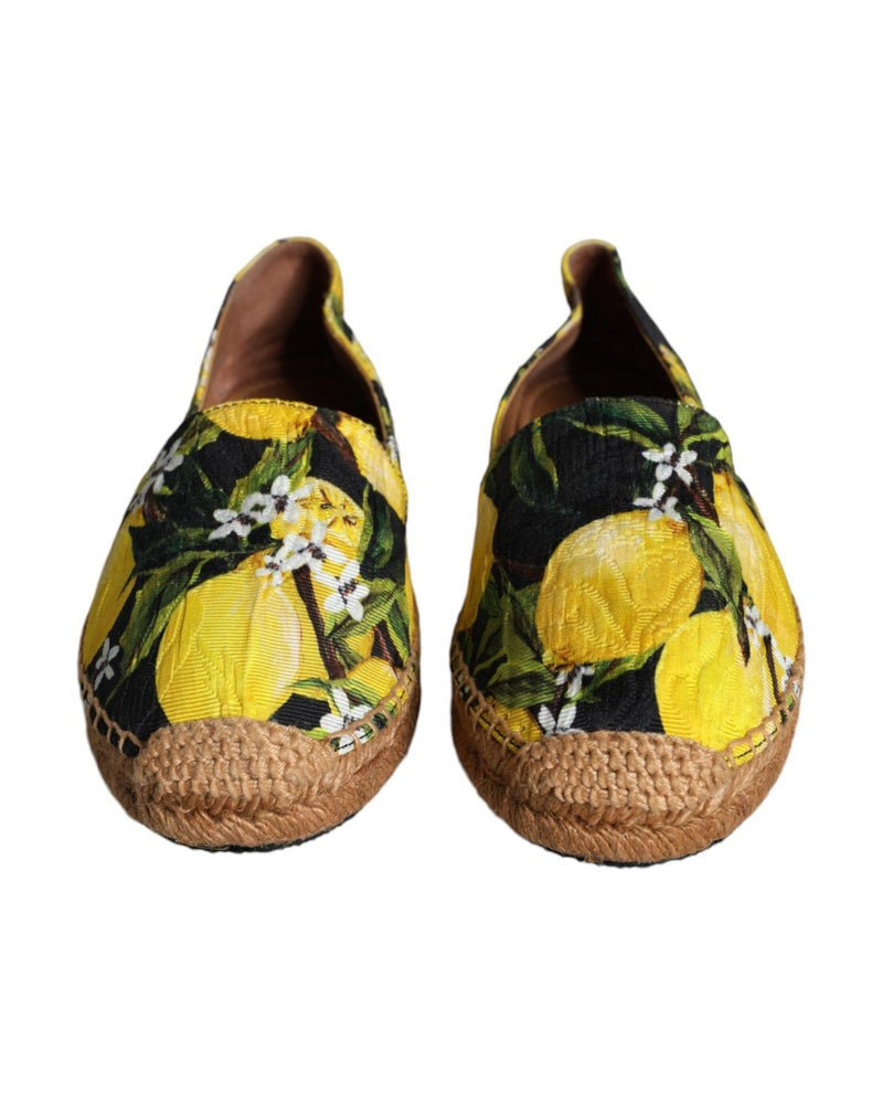 Dolce & Gabbana Multicolor Lemon Slip On Espadrilles Shoes Flats