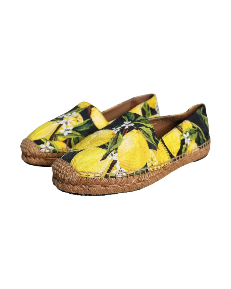 Dolce & Gabbana Multicolor Lemon Slip On Espadrilles Shoes Flats