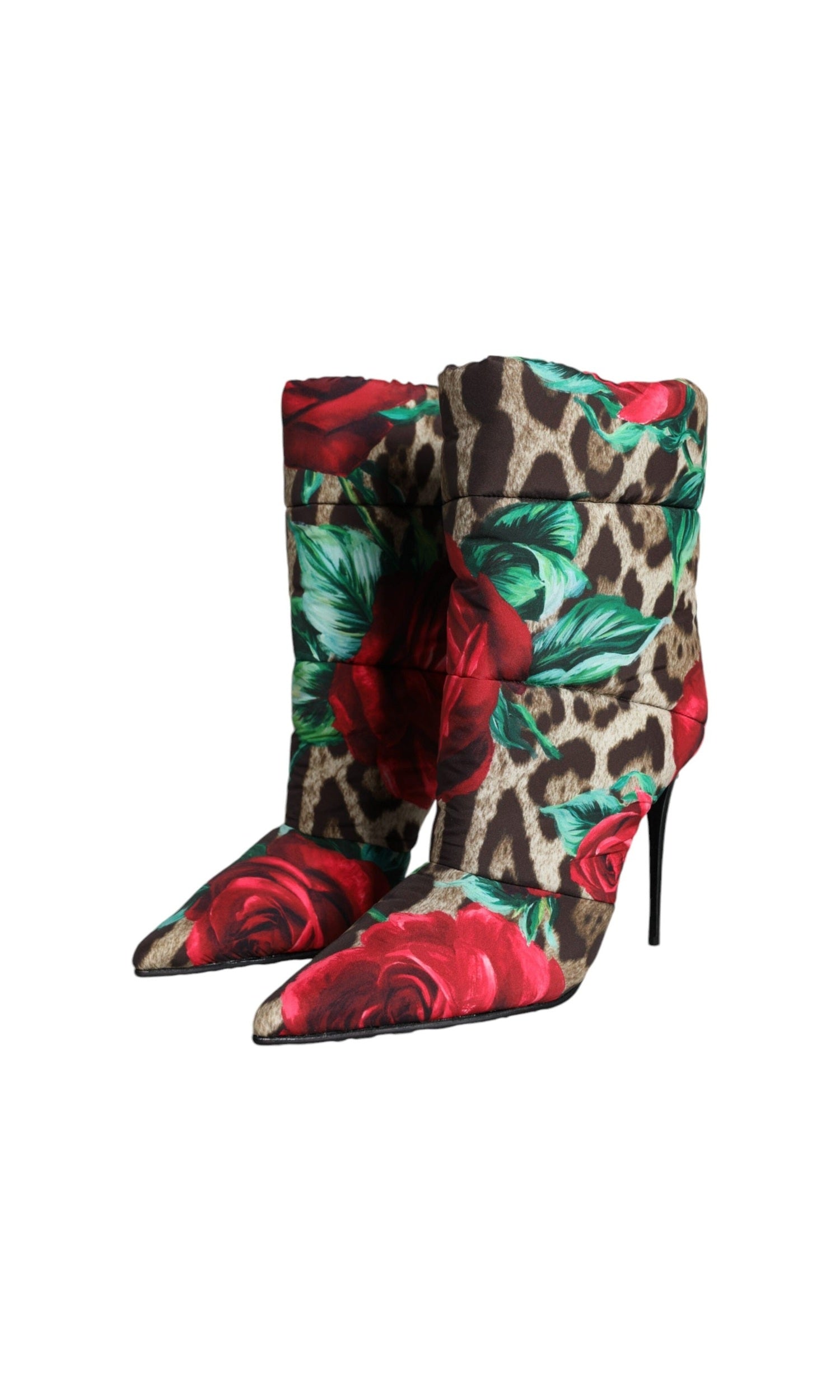 Dolce & Gabbana Multicolor Leopard Rose Mid Calf Boots Shoes Glam Steals