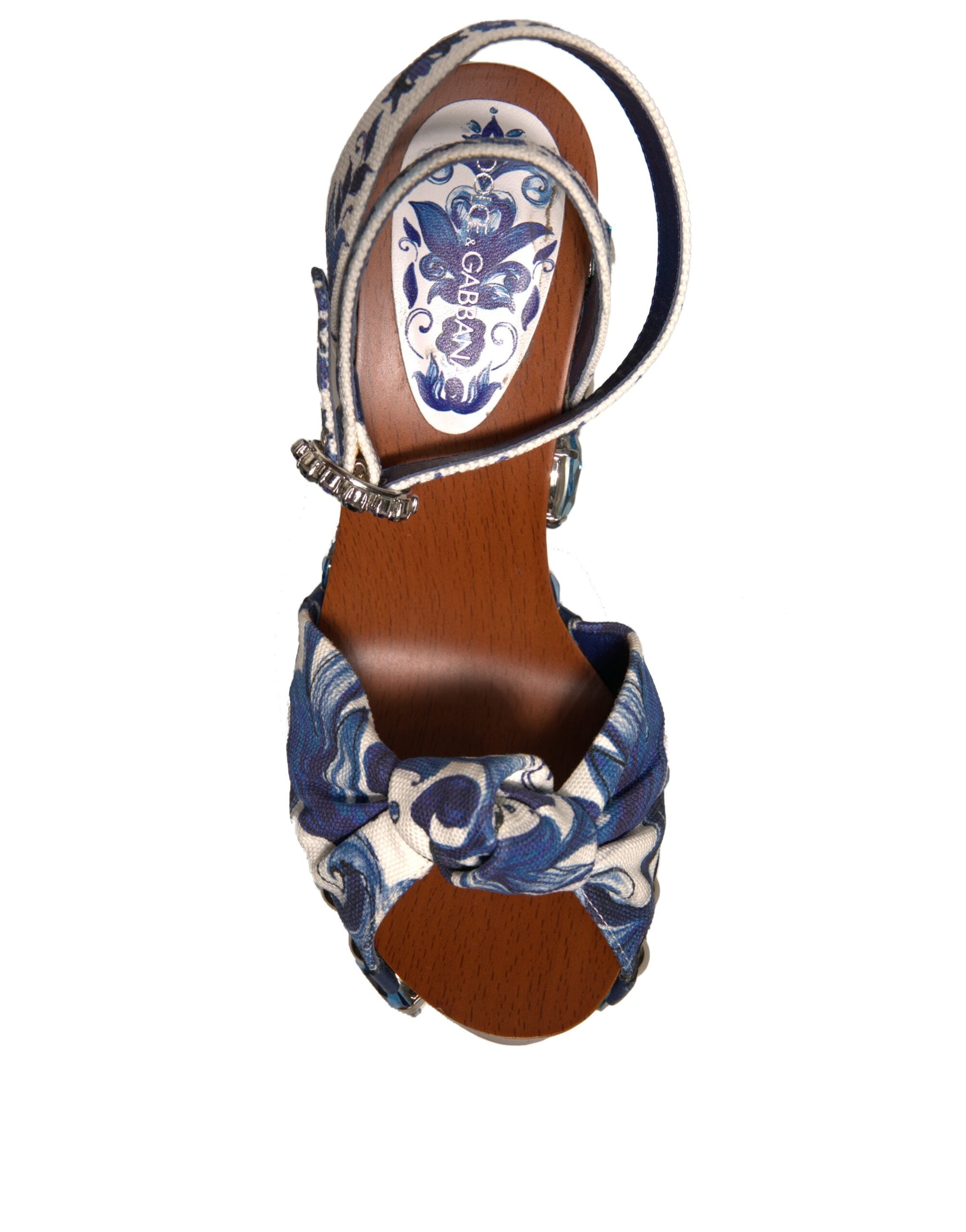 Dolce & Gabbana Multicolor Majolica Embellished Wedge Sandals Glam Steals