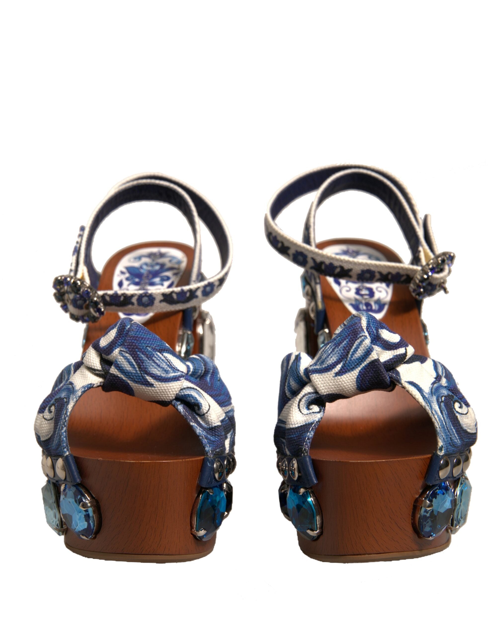 Dolce & Gabbana Multicolor Majolica Embellished Wedge Sandals Glam Steals