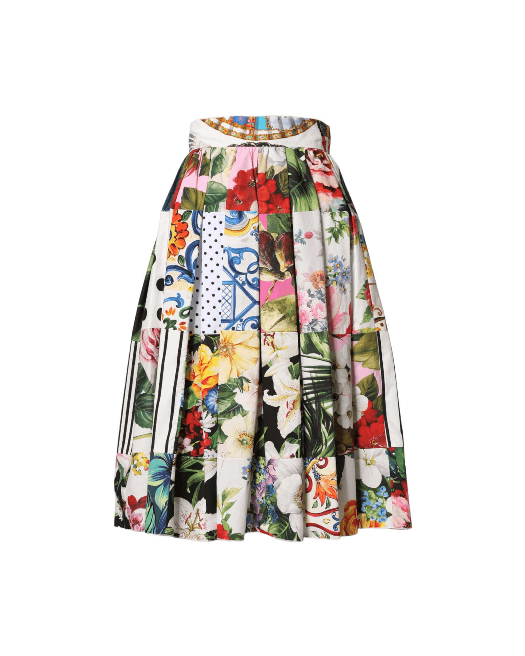 Dolce & Gabbana Multicolor Patchwork High Waist Midi Skirt Glam Steals
