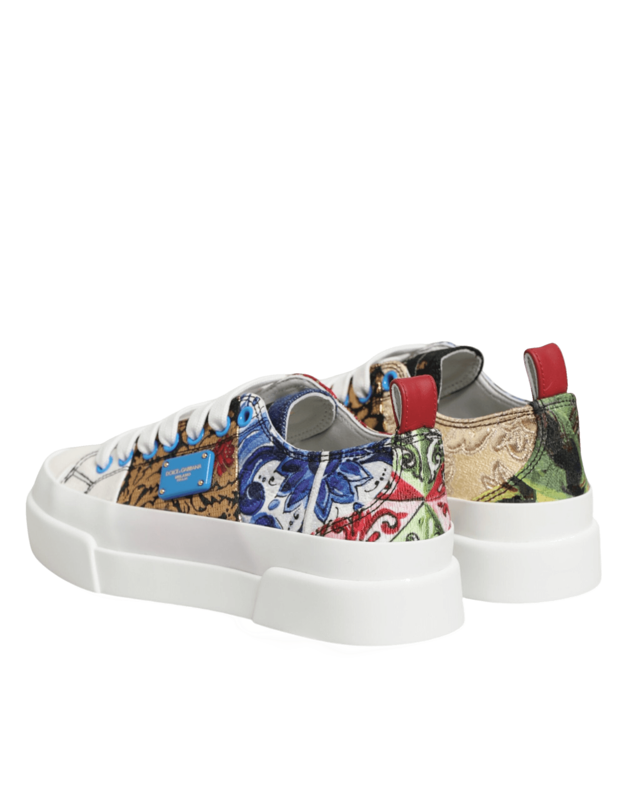 Dolce & Gabbana Multicolor Patchwork Low Top Sneakers Shoes Glam Steals