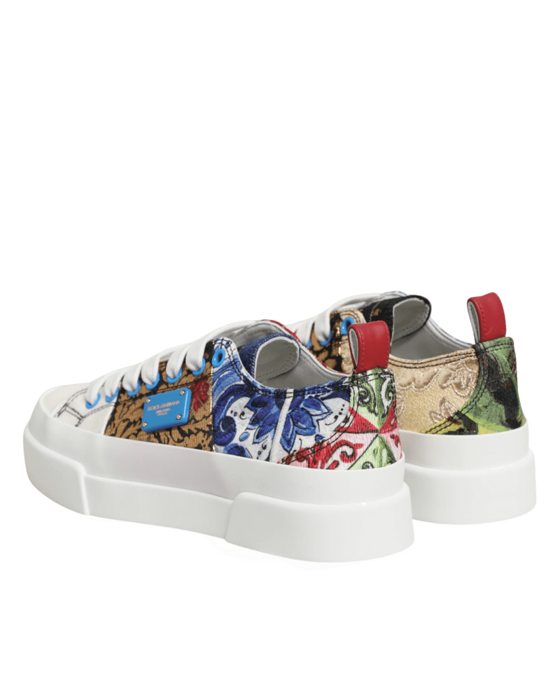 Dolce & Gabbana Multicolor Patchwork Low Top Sneakers Shoes Glam Steals