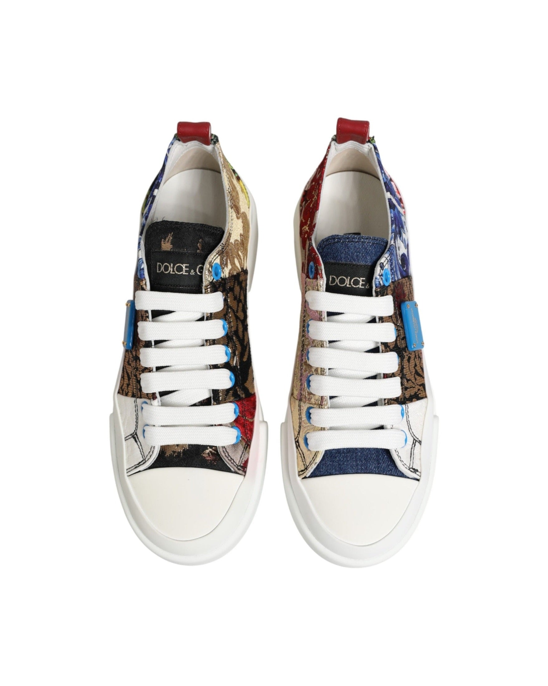 Dolce & Gabbana Multicolor Patchwork Low Top Sneakers Shoes 