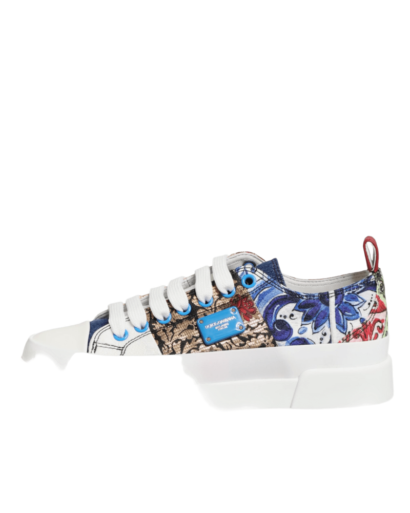 Dolce & Gabbana Multicolor Patchwork Low Top Sneakers Shoes Glam Steals