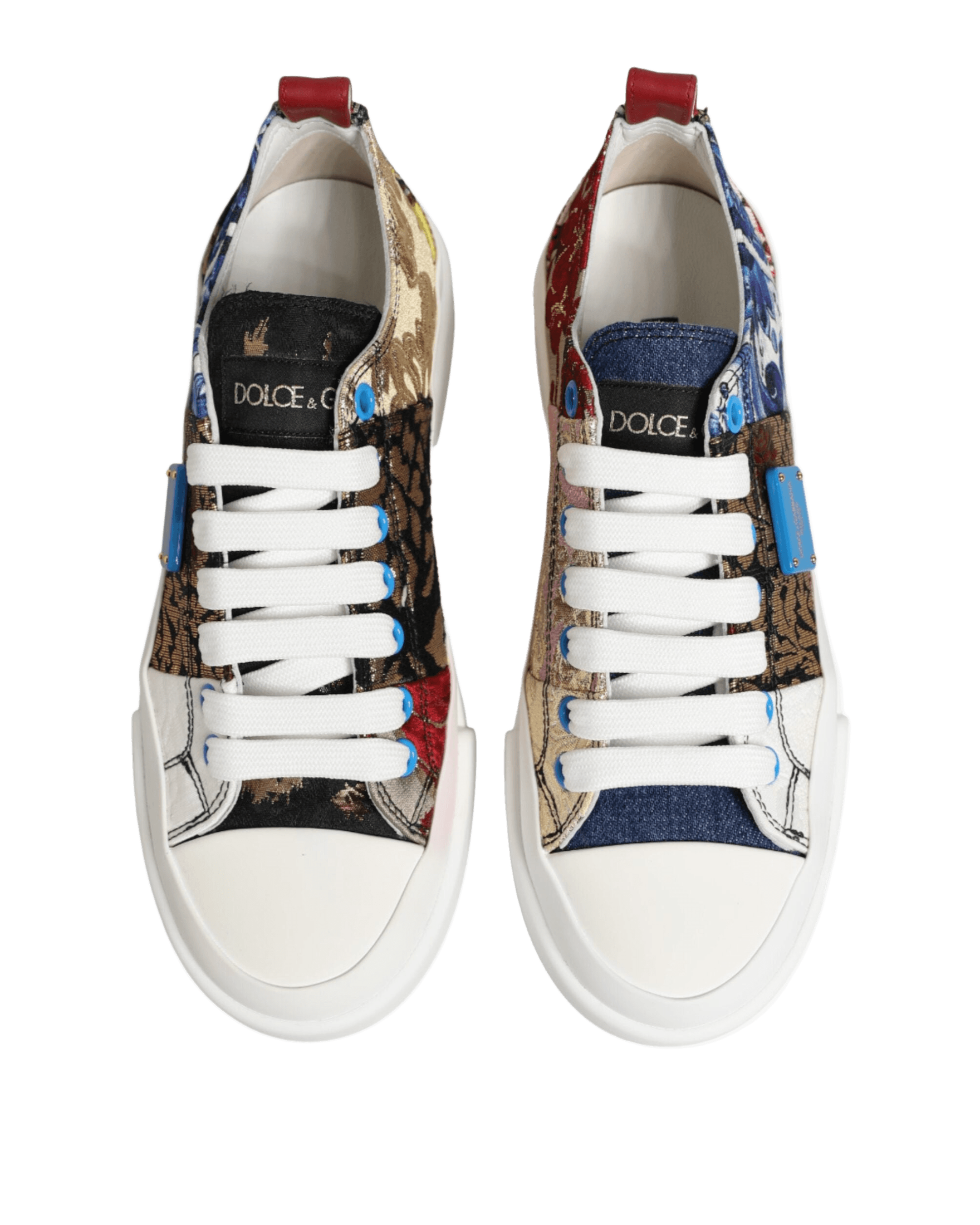 Dolce & Gabbana Multicolor Patchwork Low Top Sneakers Shoes Glam Steals