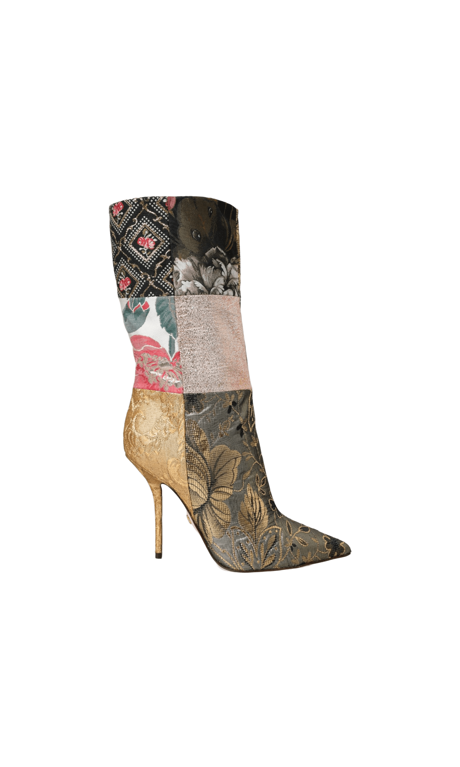 Dolce & Gabbana Multicolor Patchwork Print Heeled Boots Shoes Glam Steals