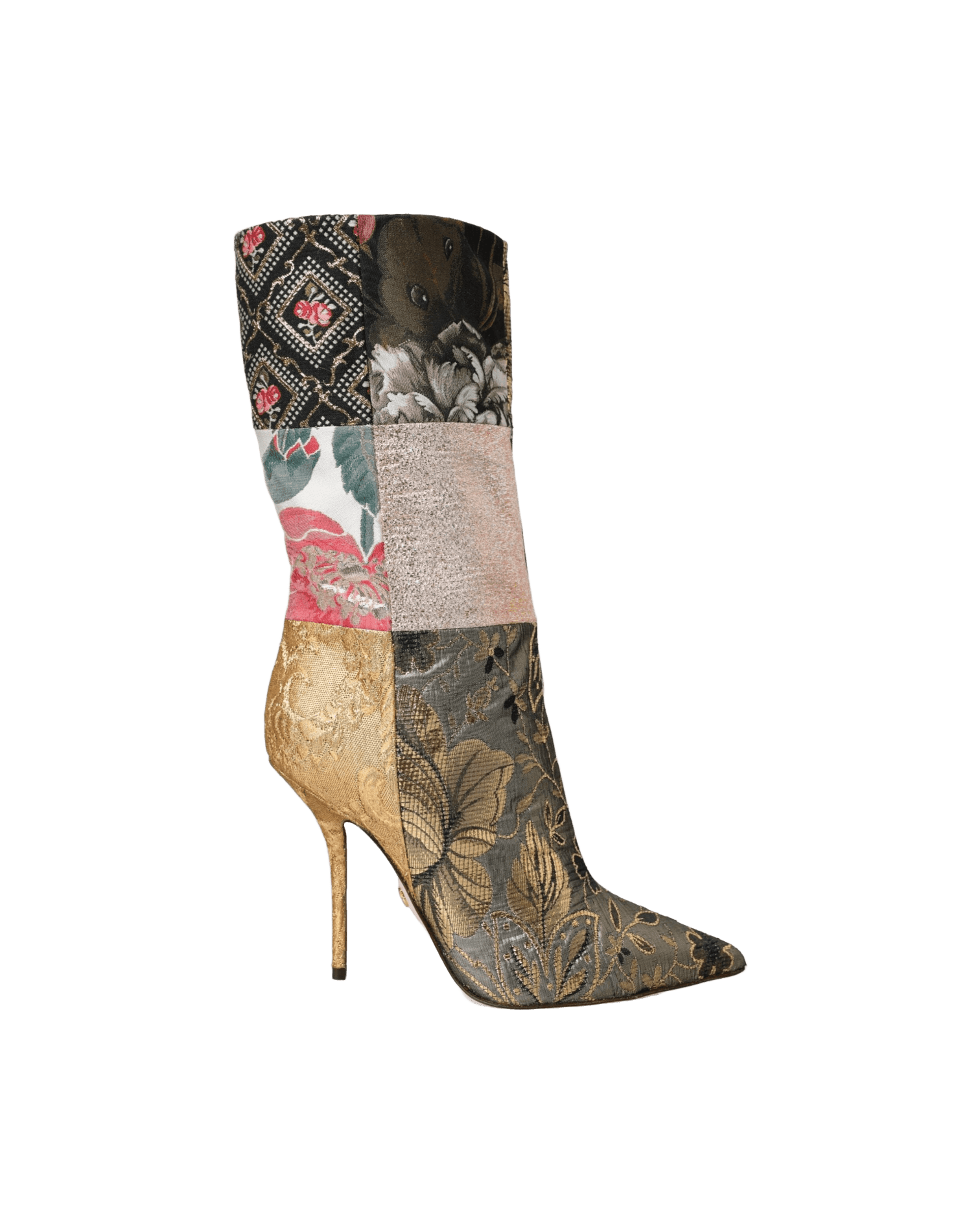 Dolce & Gabbana Multicolor Patchwork Print Heeled Boots Shoes Glam Steals