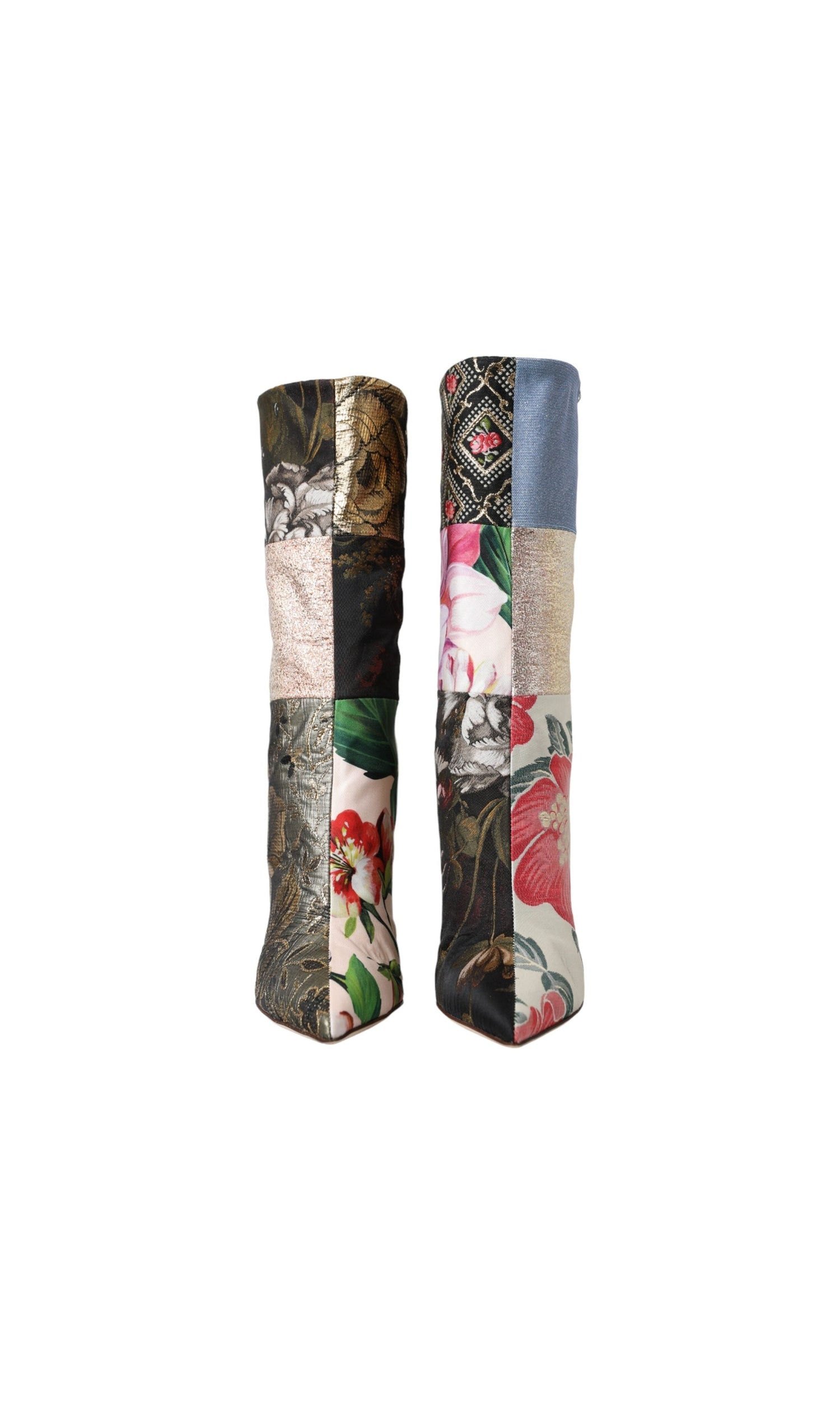 Dolce & Gabbana Multicolor Patchwork Print Heeled Boots Shoes Glam Steals