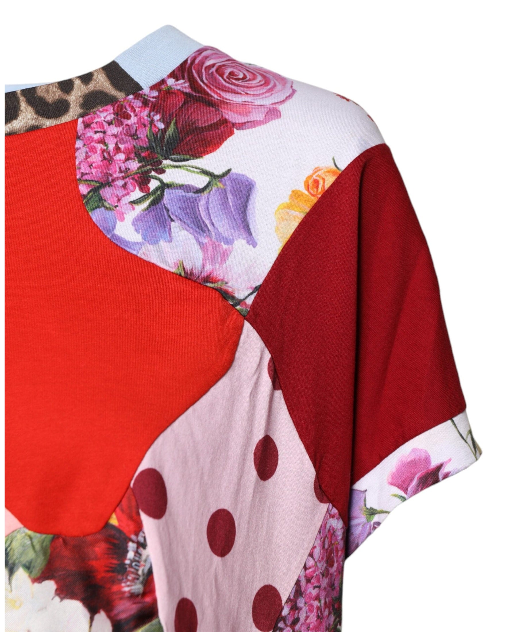 Dolce & Gabbana Multicolor Patchwork Short Sleeve Blouse Top Glam Steals