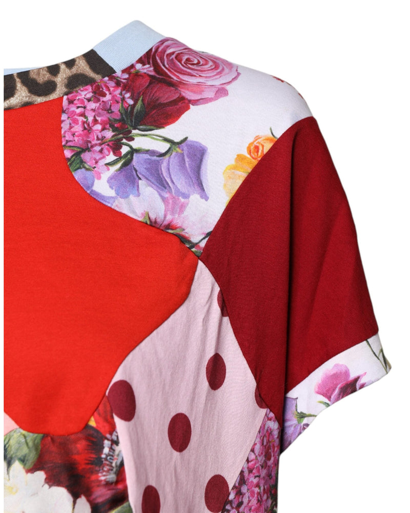 Dolce & Gabbana Multicolor Patchwork Short Sleeve Blouse Top Glam Steals