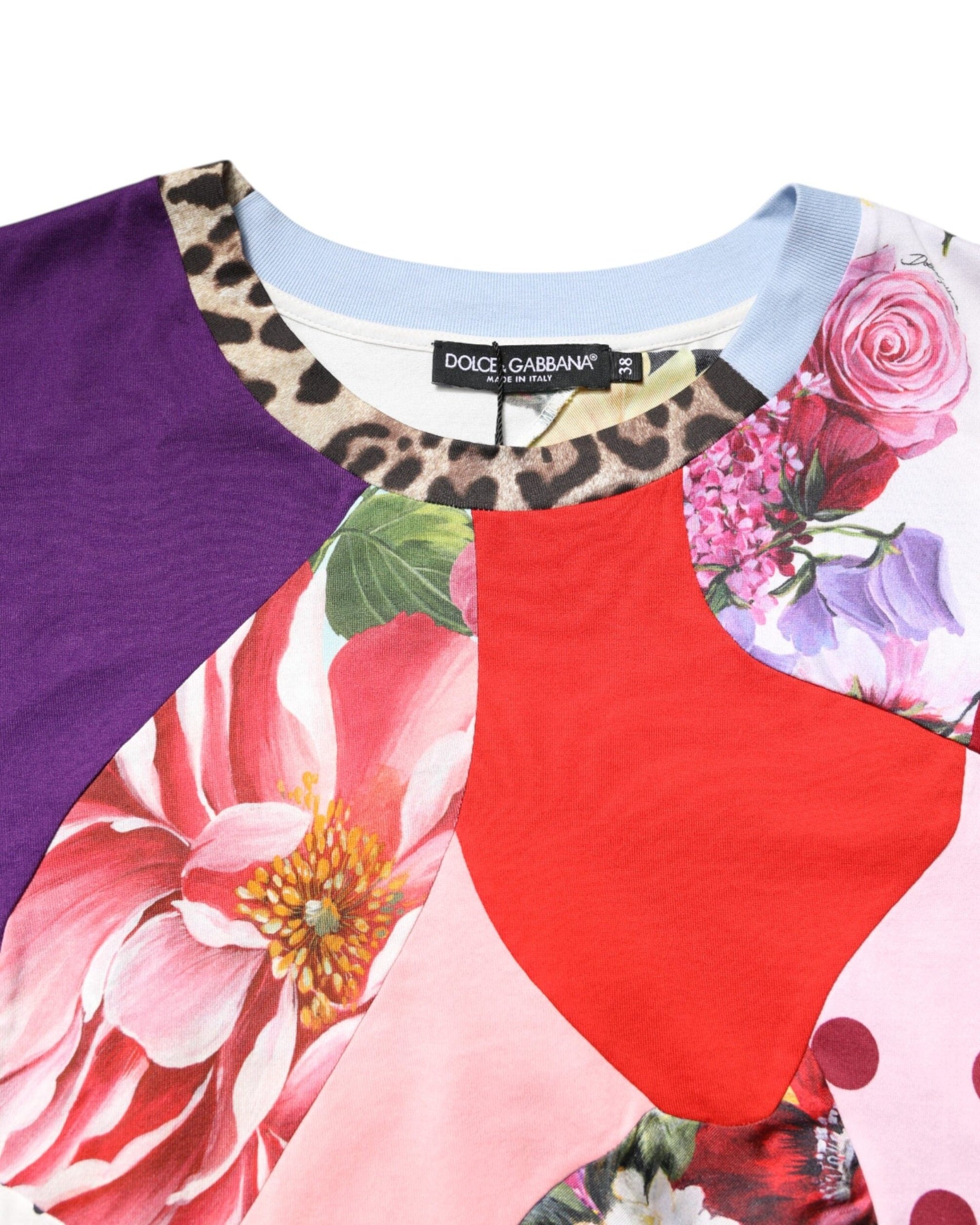 Dolce & Gabbana Multicolor Patchwork Short Sleeve Blouse Top Glam Steals