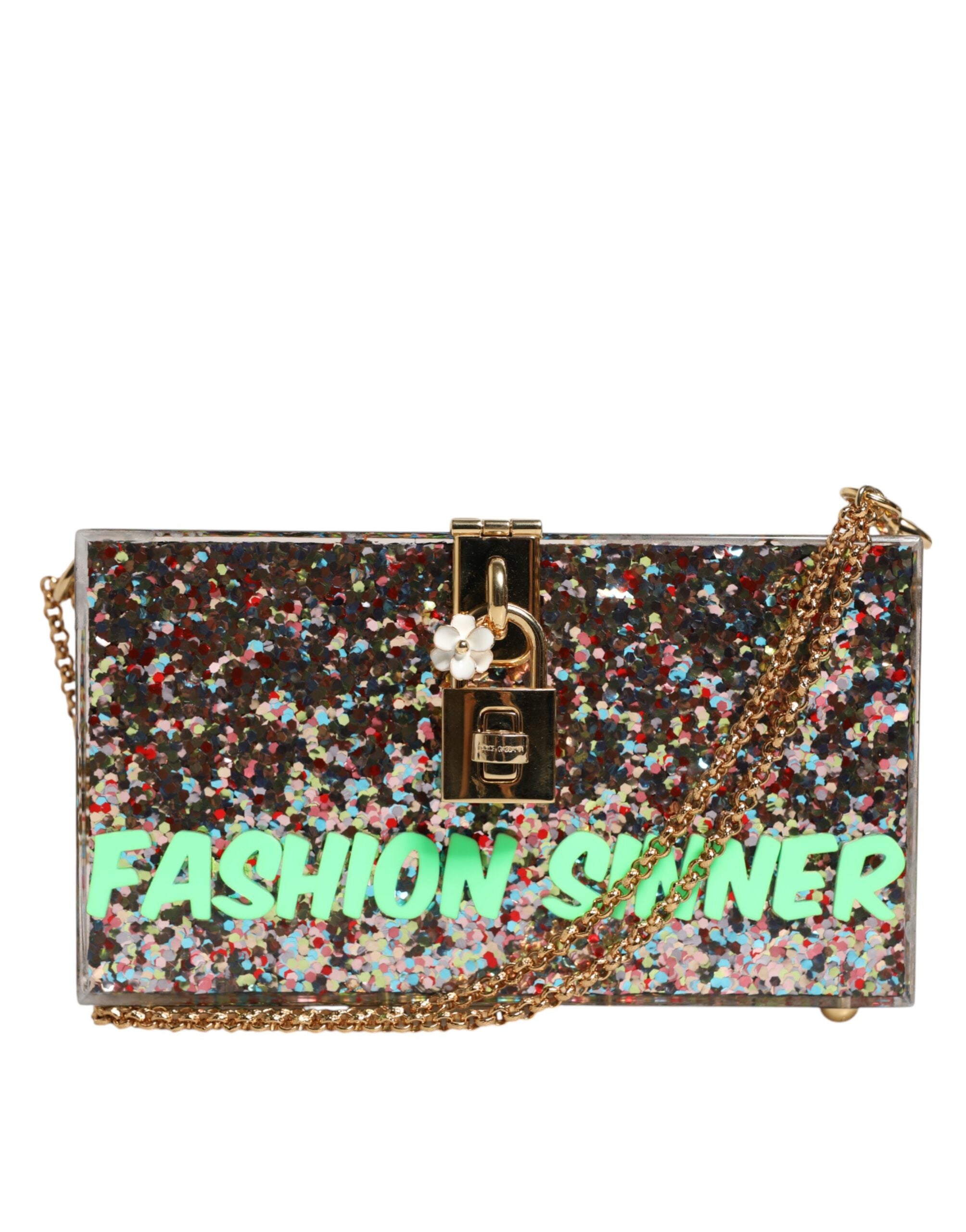 Dolce & Gabbana Multicolor Pursebox Fashion Sinner Glitter Crossbody Bag Glam Steals