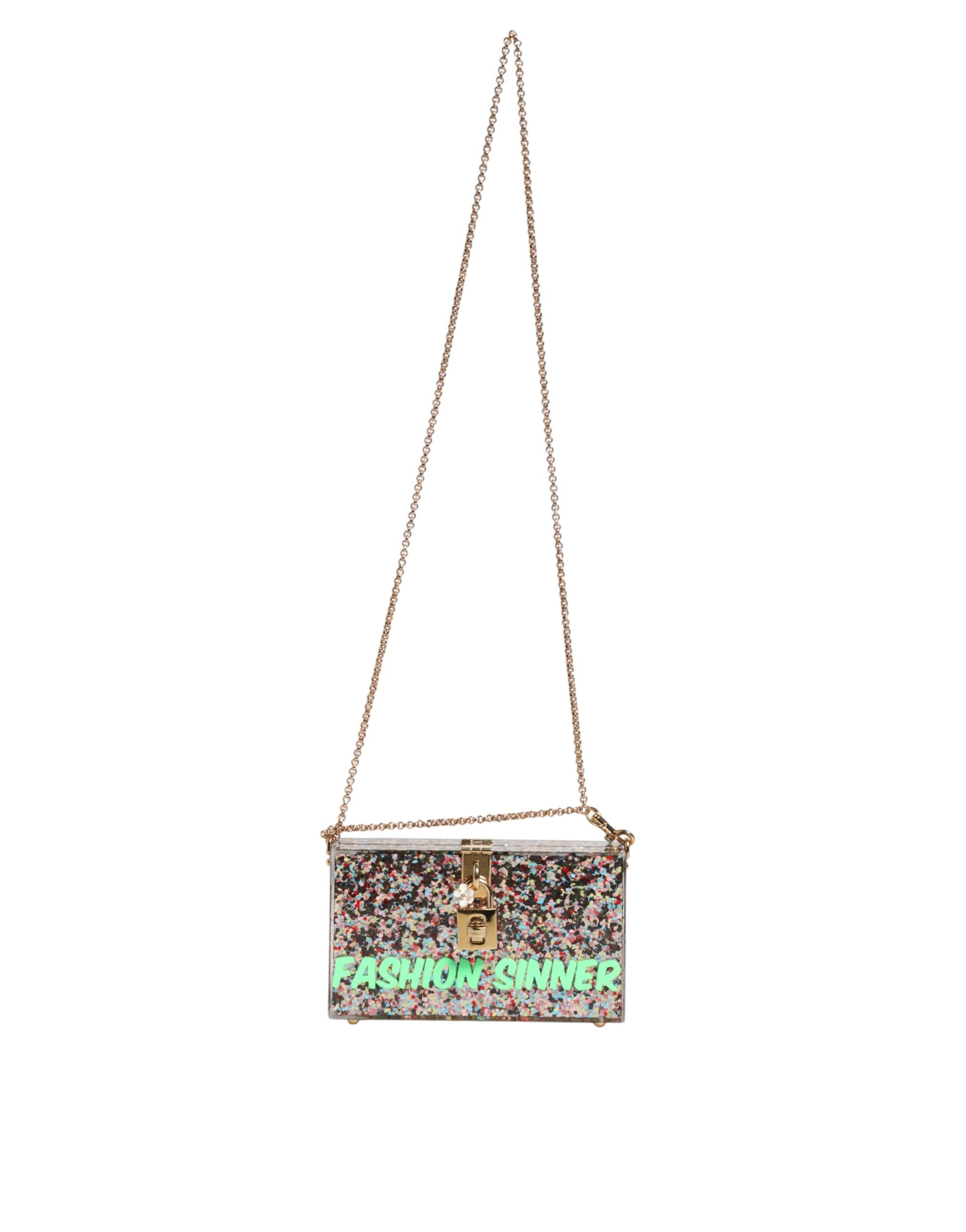 Dolce & Gabbana Multicolor Pursebox Fashion Sinner Glitter Crossbody Bag Glam Steals