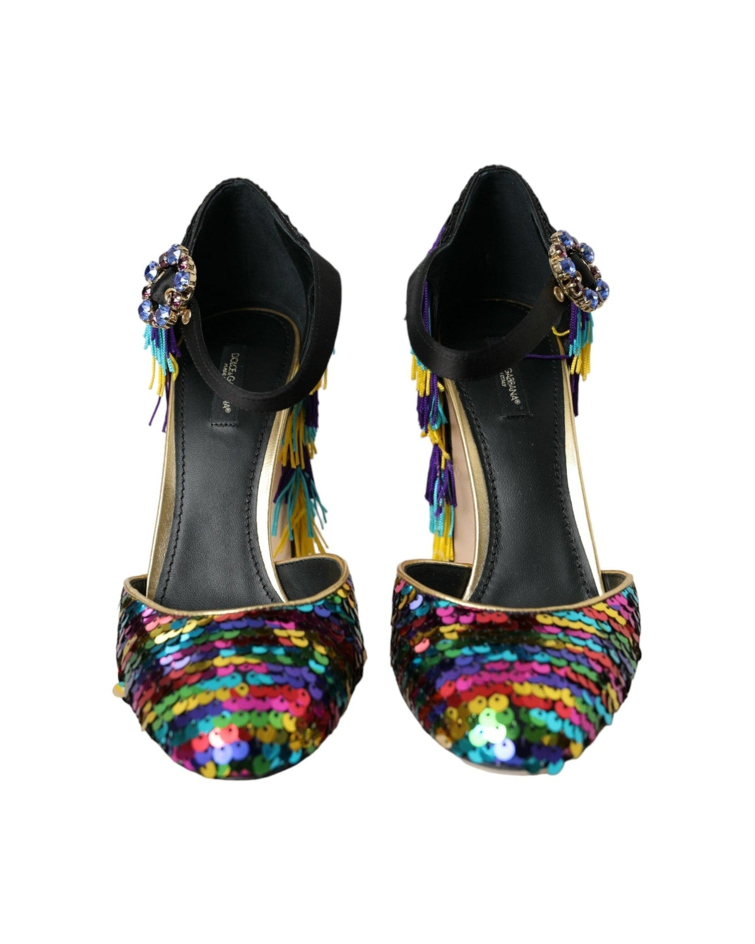 Dolce & Gabbana Multicolor Sequin Crystal Mary Jane Shoes Heels