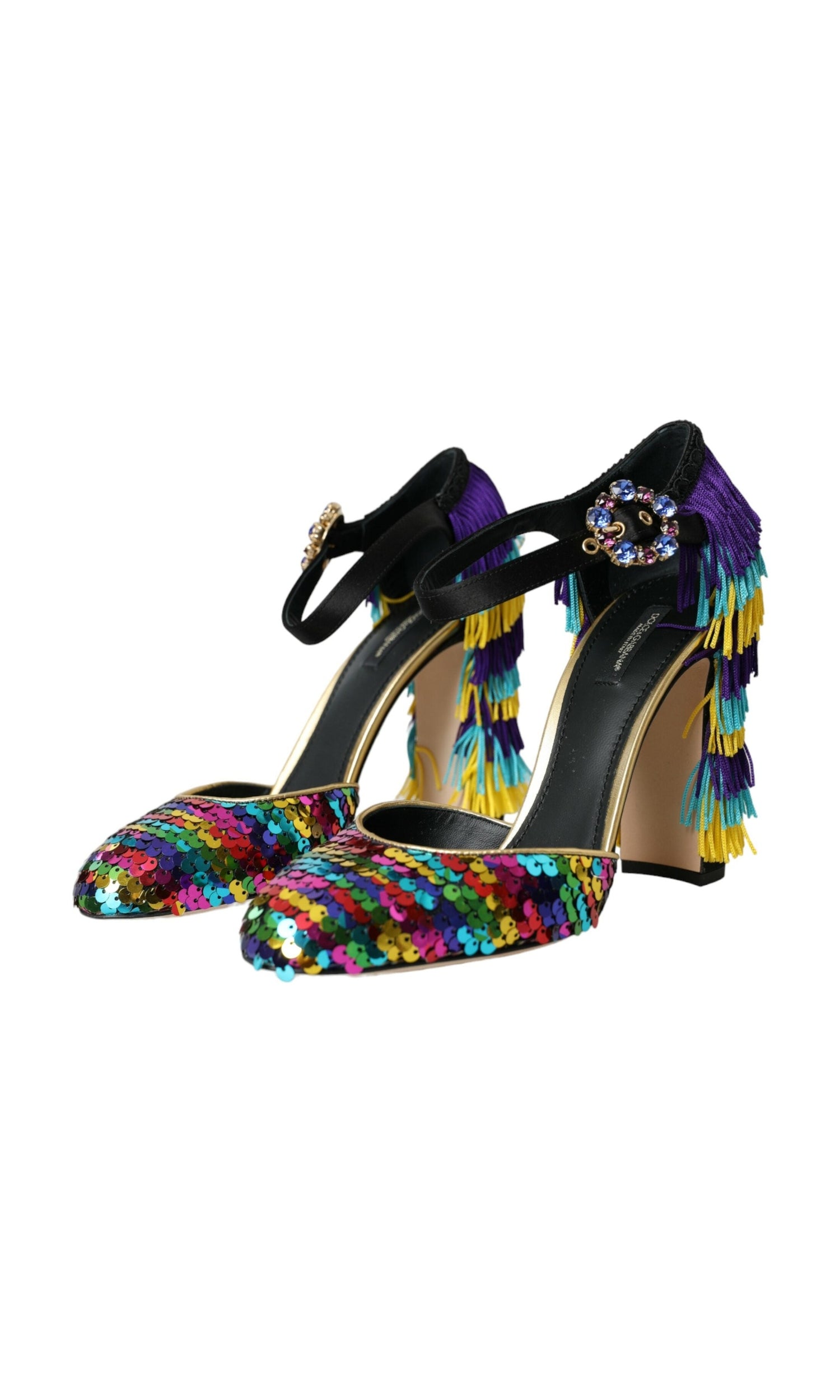Dolce & Gabbana Multicolor Sequin Crystal Mary Jane Shoes Glam Steals