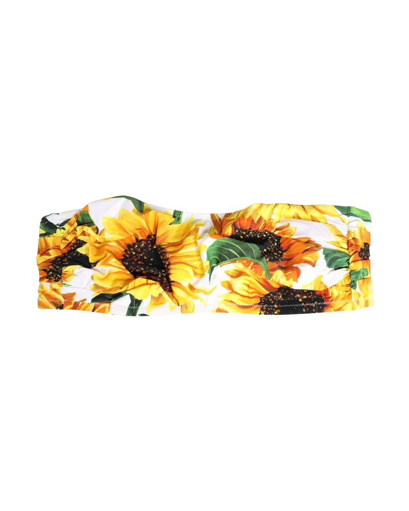 Dolce & Gabbana Multicolor Sunflower Print Bandeau Top Swimwear Glam Steals
