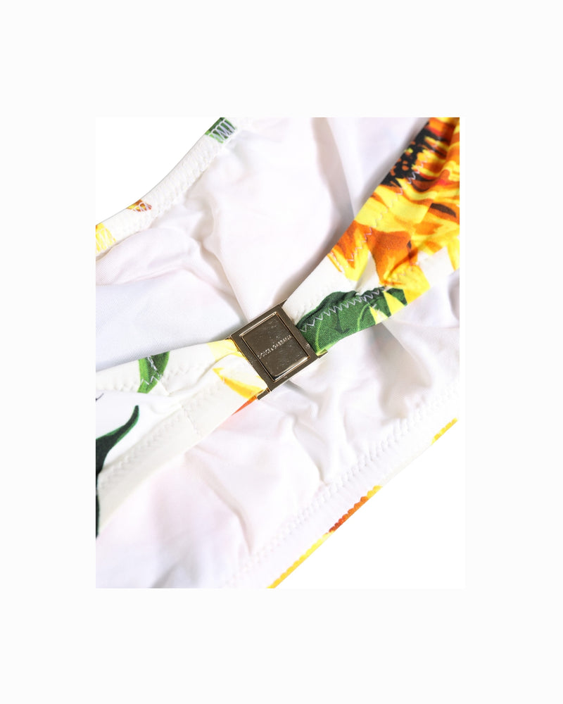 Dolce & Gabbana Multicolor Sunflower Print Bandeau Top Swimwear Glam Steals