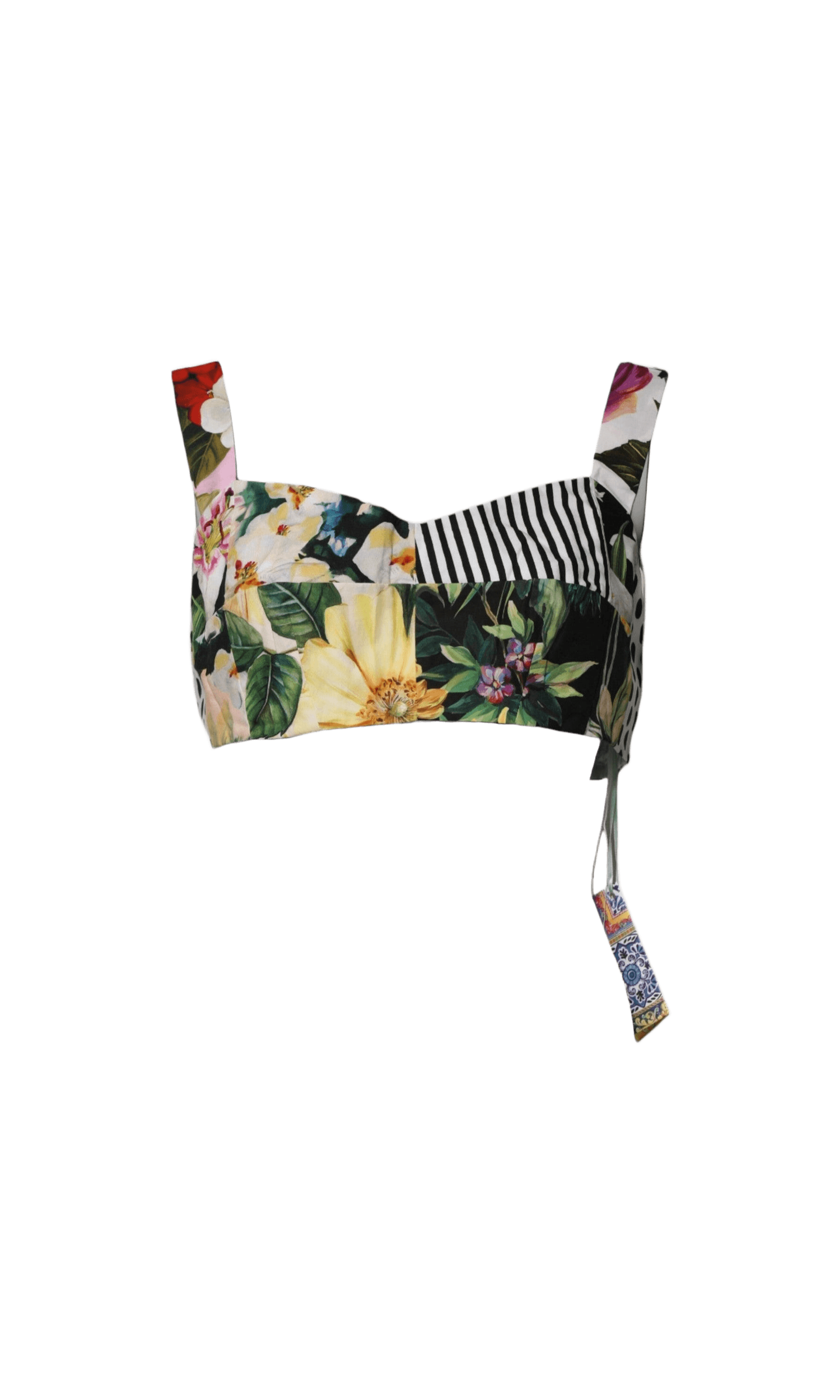 Dolce & Gabbana Multicolor Sweetheart Neck Patchwork Crop Top Glam Steals