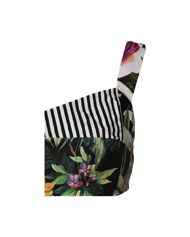 Dolce & Gabbana Multicolor Sweetheart Neck Patchwork Crop Top Glam Steals