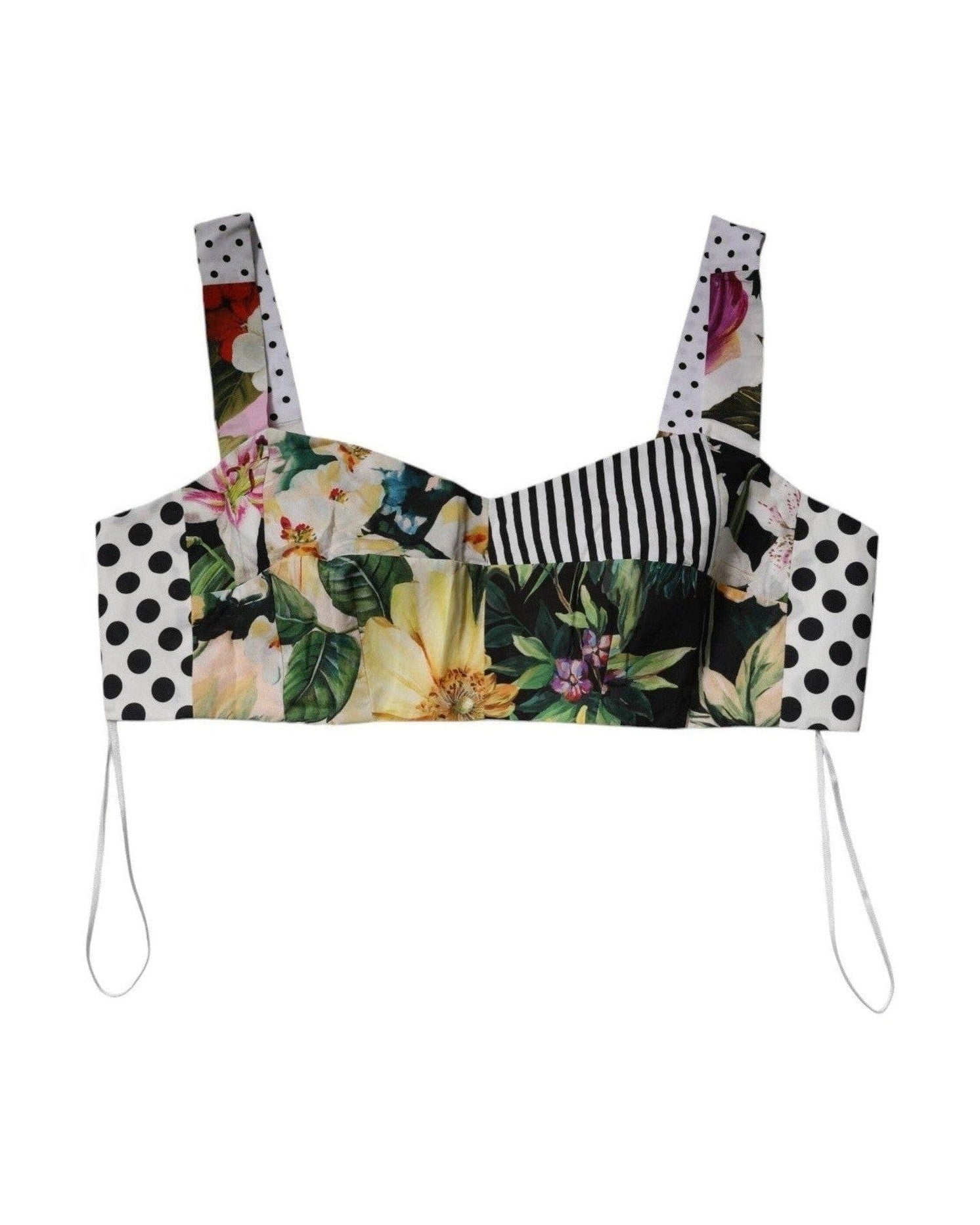Dolce & Gabbana Multicolor Sweetheart Neck Patchwork Crop Top Glam Steals