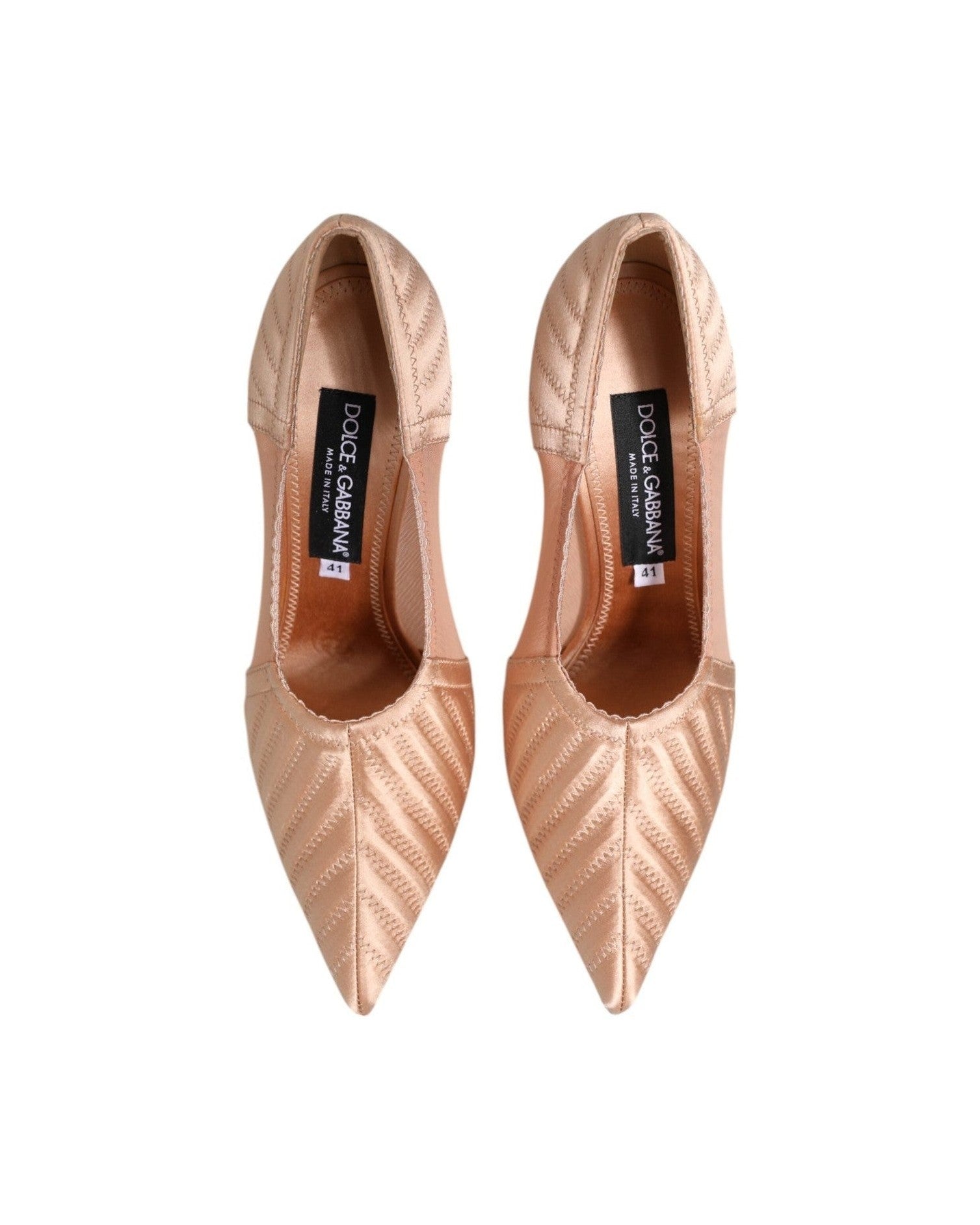 Dolce & Gabbana Nude Satin Cipria Mesh Stiletto Pumps Shoes Heels