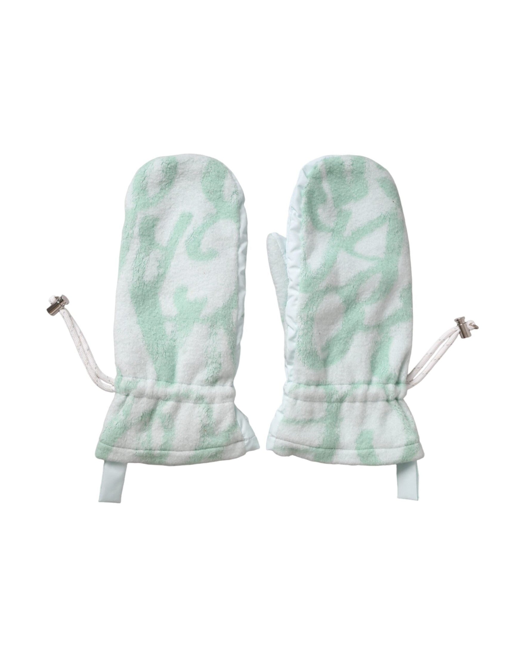 Dolce & Gabbana Nylon Fleece Wrist Length Mitten White Gloves Glam Steals