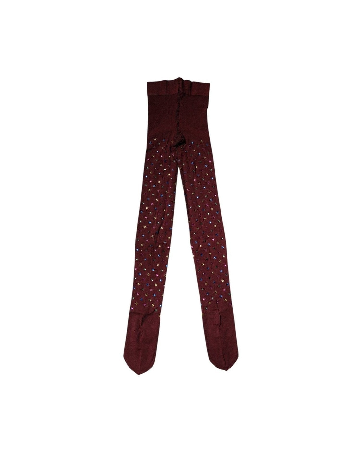 Dolce & Gabbana Nylon Maroon Crystal Embellished Pantyhose Tights Hosiery
