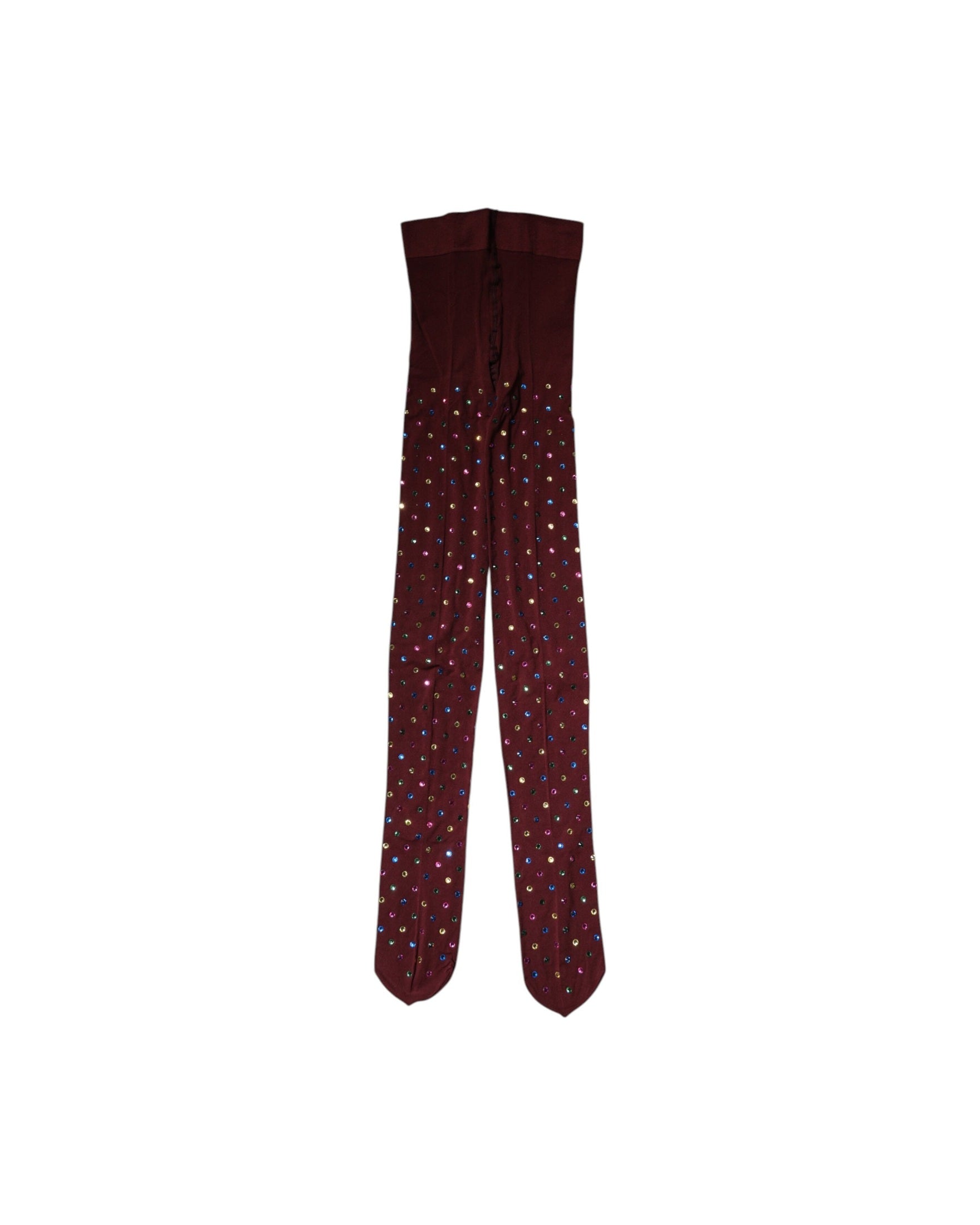 Dolce & Gabbana Nylon Maroon Crystal Embellished Pantyhose Tights Glam Steals