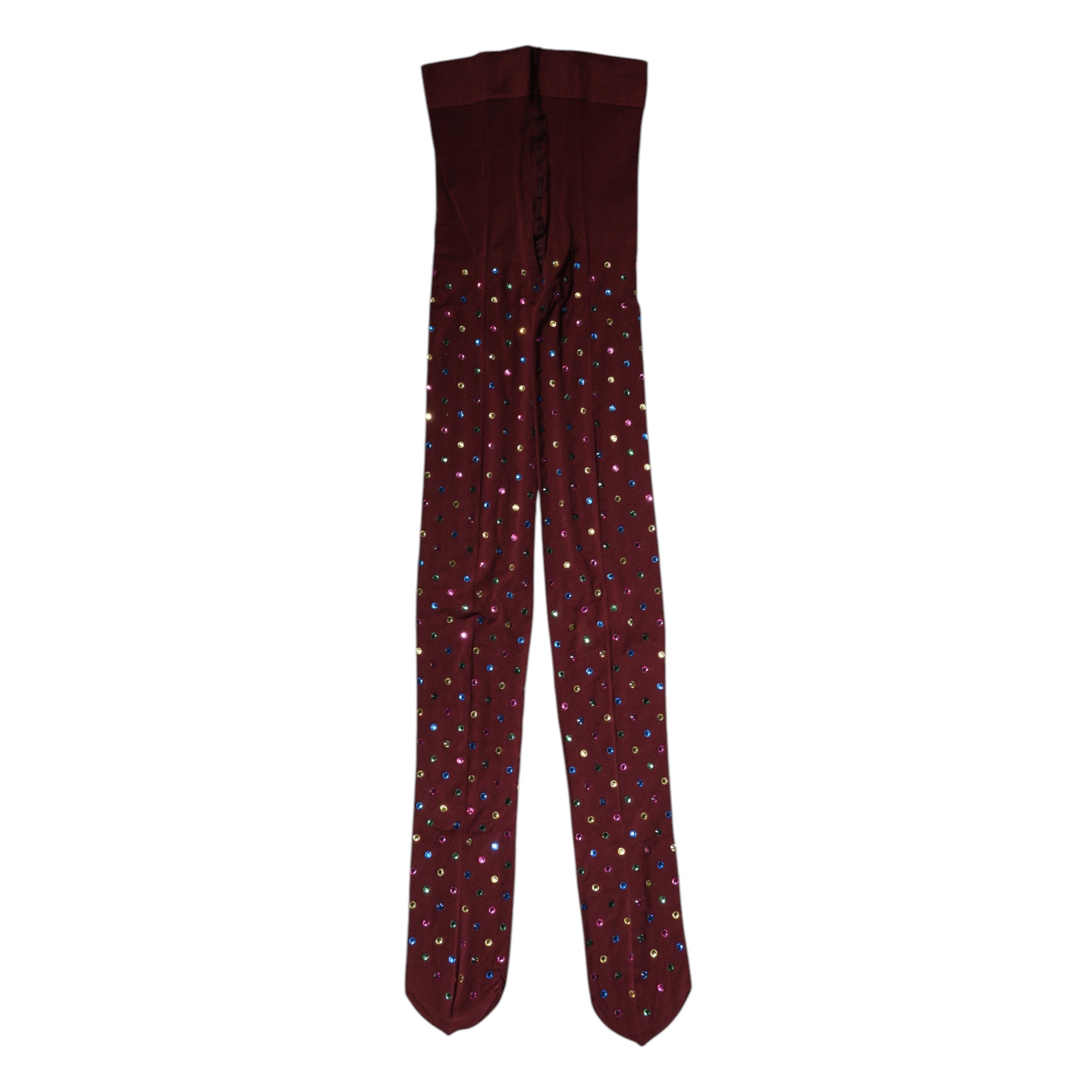Dolce & Gabbana Nylon Maroon Crystal Embellished Pantyhose Tights Glam Steals