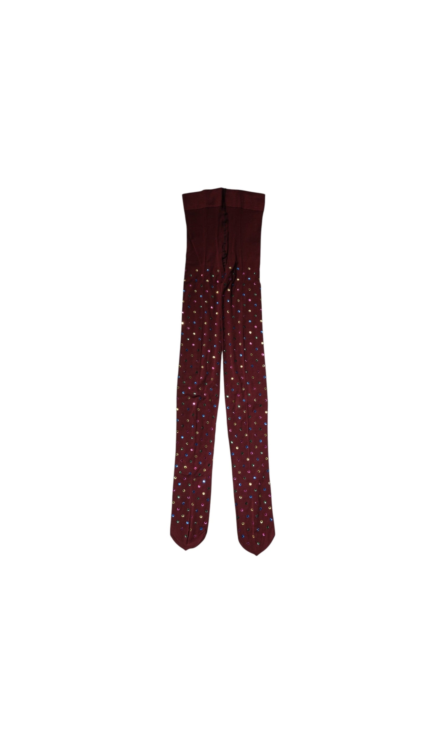 Dolce & Gabbana Nylon Maroon Crystal Embellished Pantyhose Tights Glam Steals
