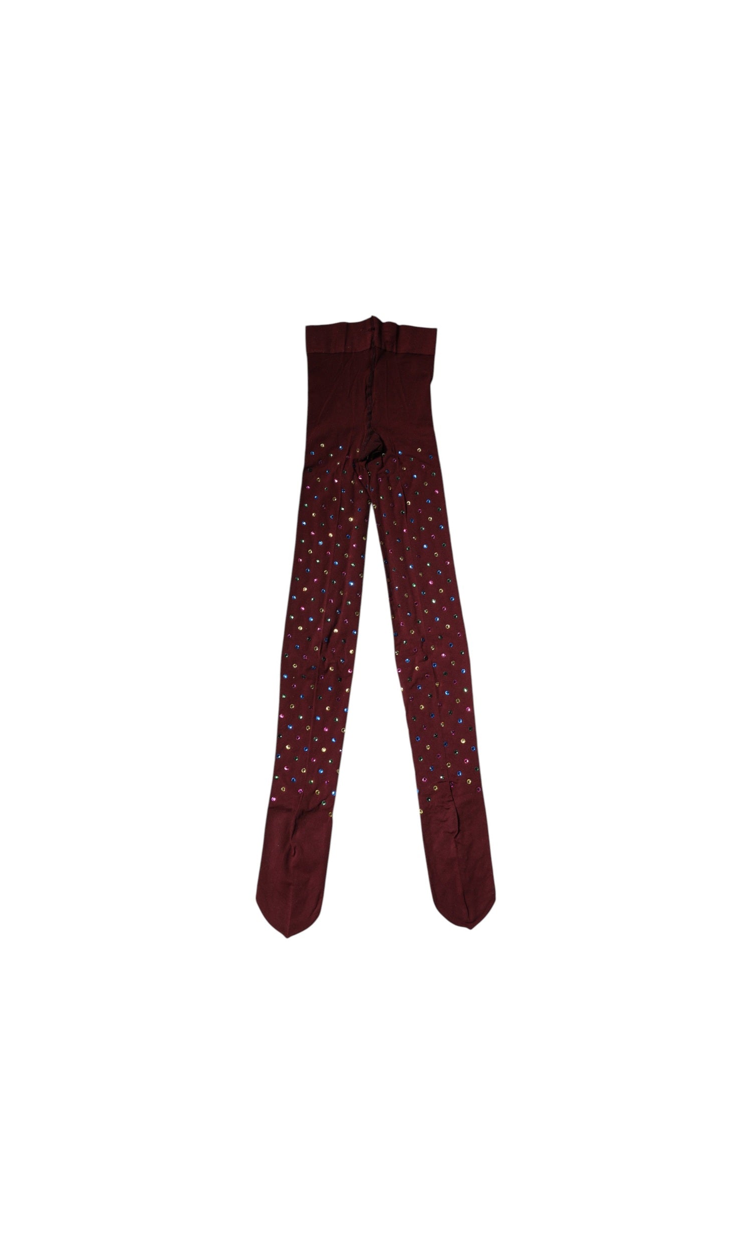 Dolce & Gabbana Nylon Maroon Crystal Embellished Pantyhose Tights Glam Steals