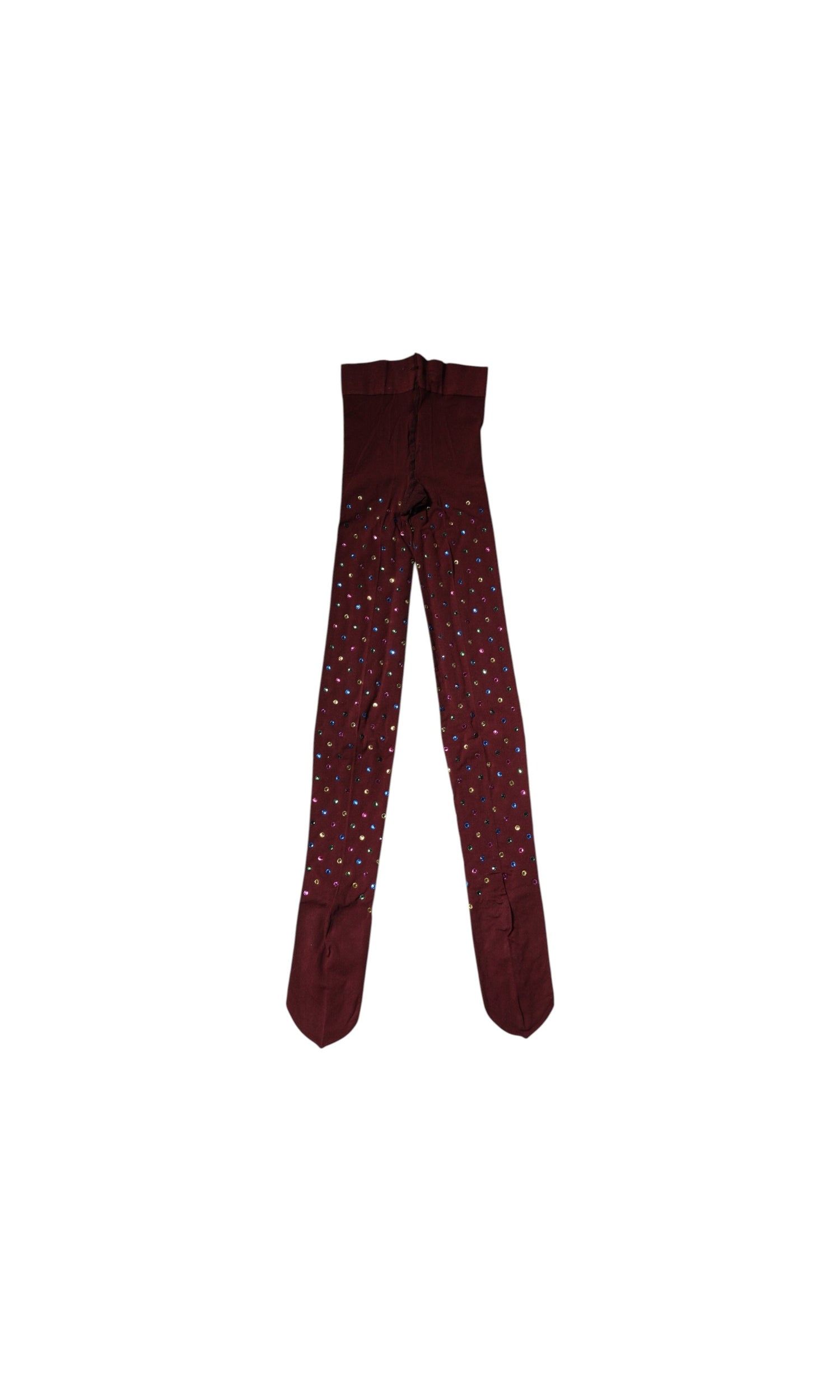 Dolce & Gabbana Nylon Maroon Crystal Embellished Pantyhose Tights Glam Steals