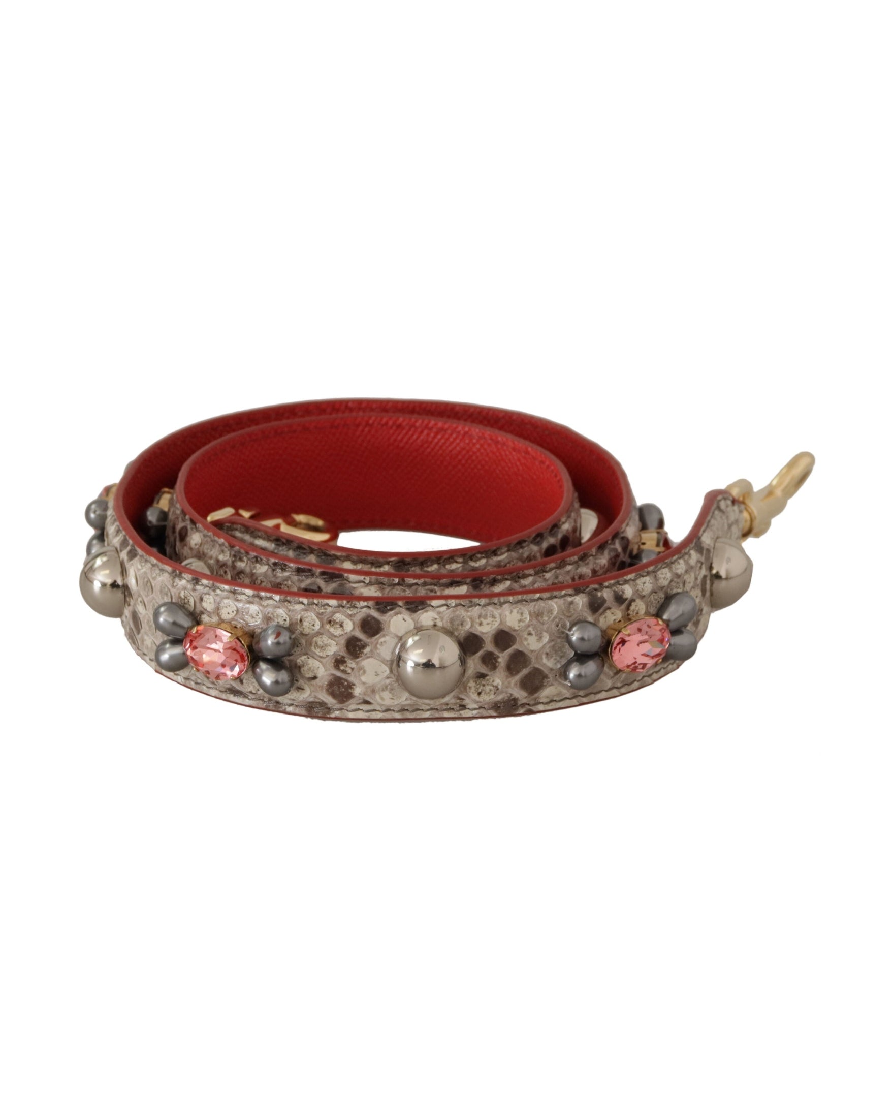 Dolce & Gabbana Opulent Python Leather Bag Strap Beige Glam Steals