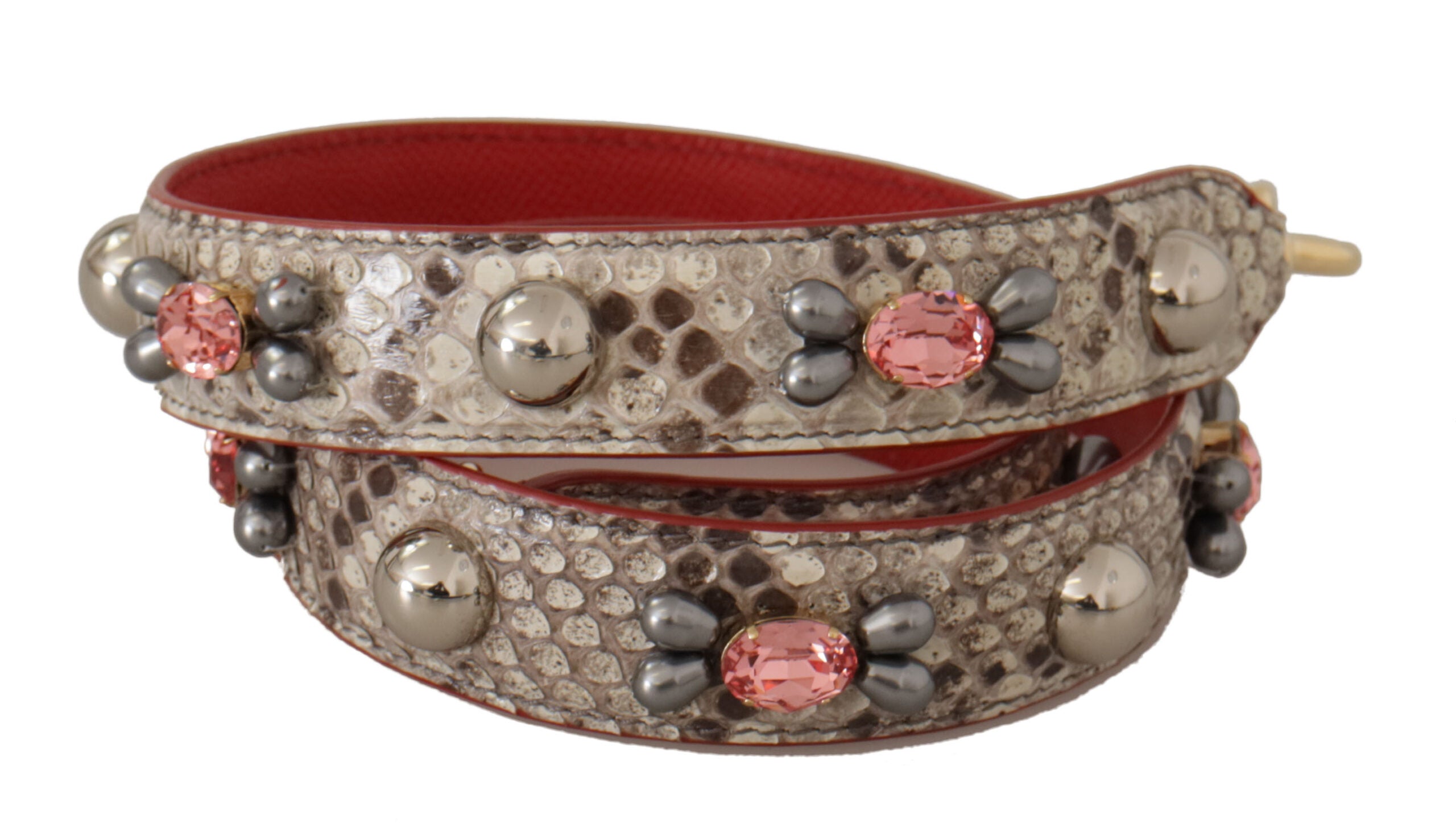 Dolce & Gabbana Opulent Python Leather Bag Strap Beige Glam Steals