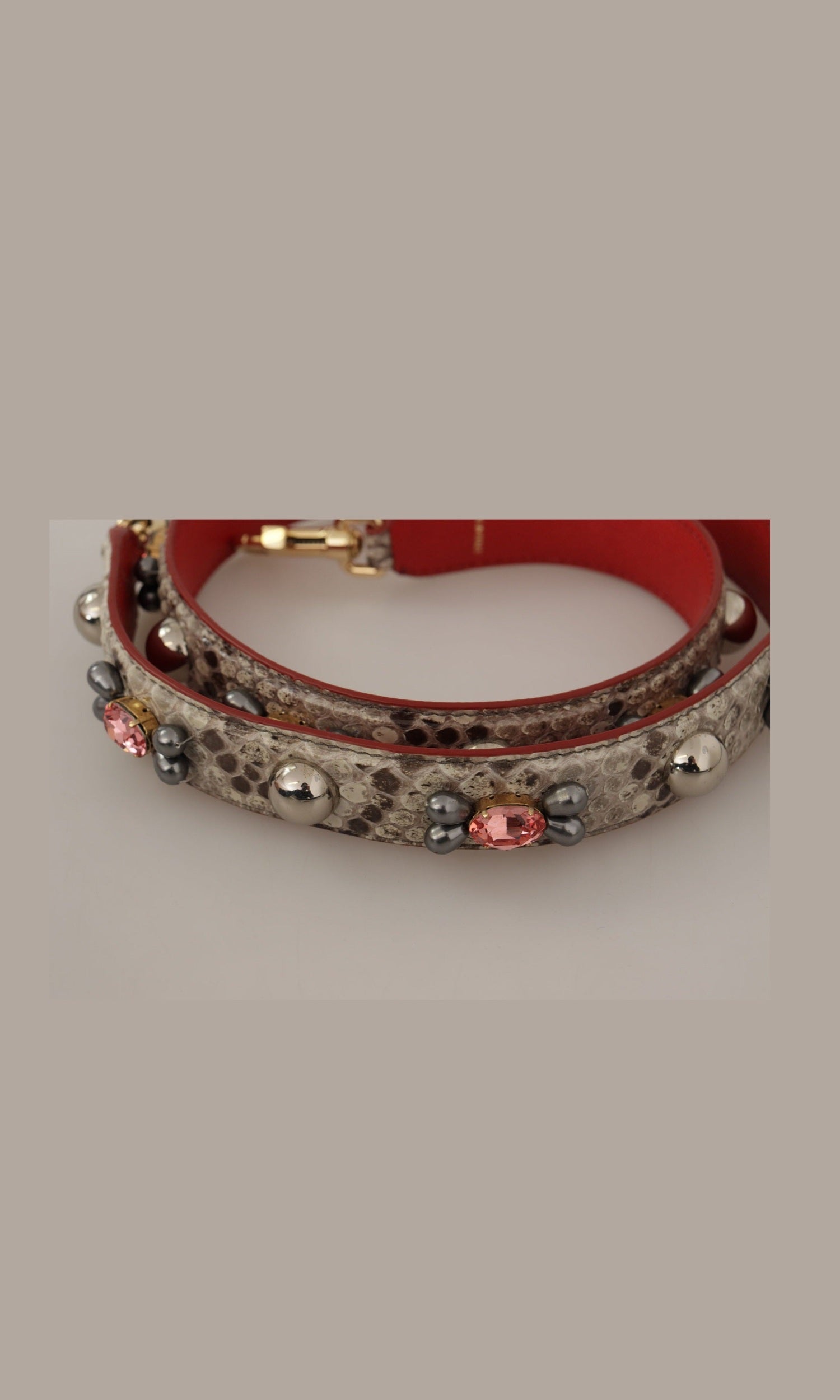 Dolce & Gabbana Opulent Python Leather Bag Strap Beige Glam Steals