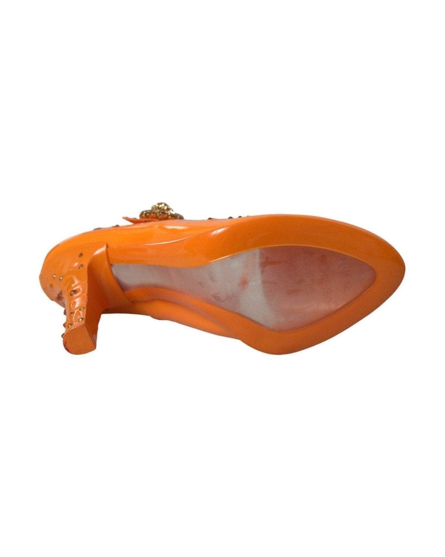 Dolce & Gabbana Orange Cinderella Floral Crystal Pumps Shoes Heels