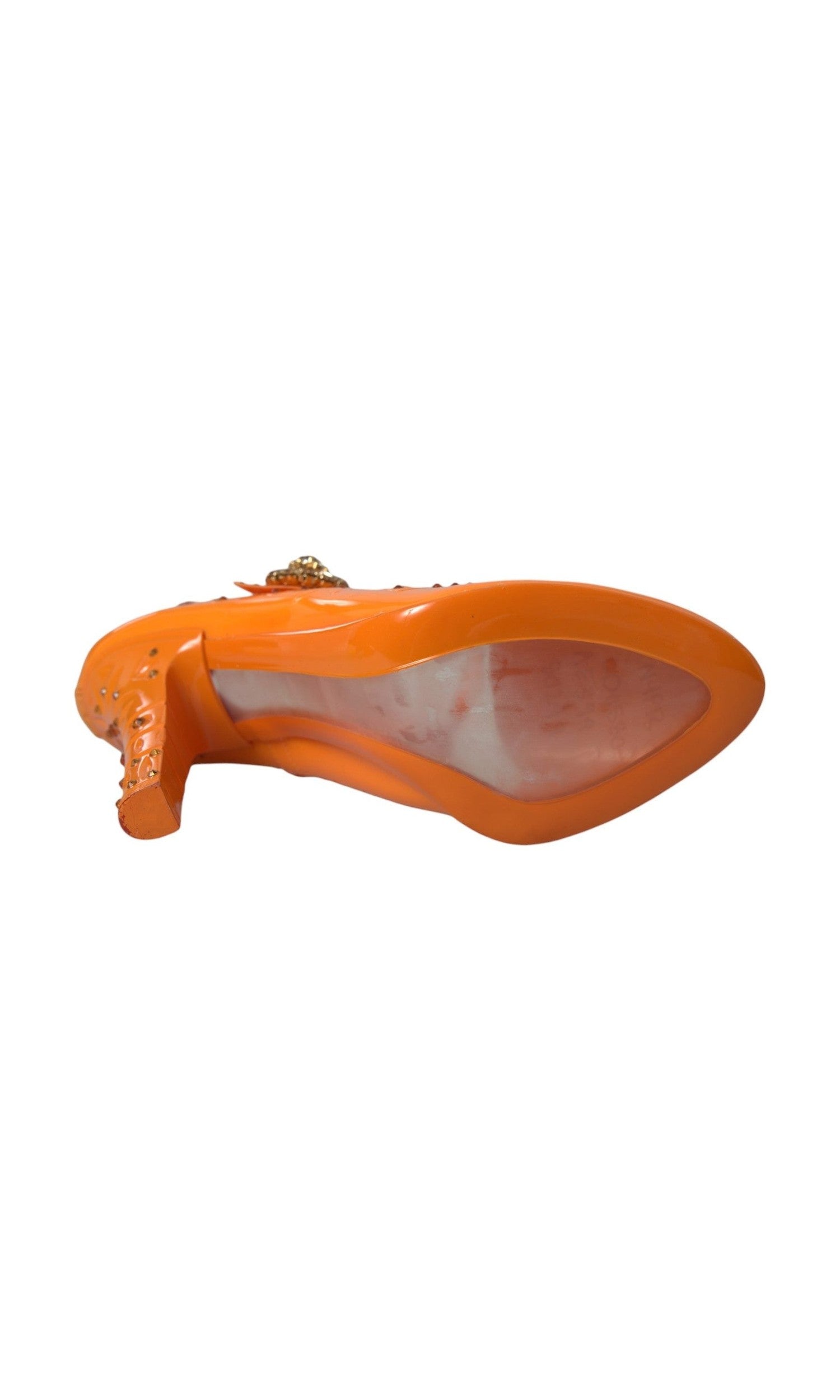 Dolce & Gabbana Orange Cinderella Floral Crystal Pumps Shoes Glam Steals