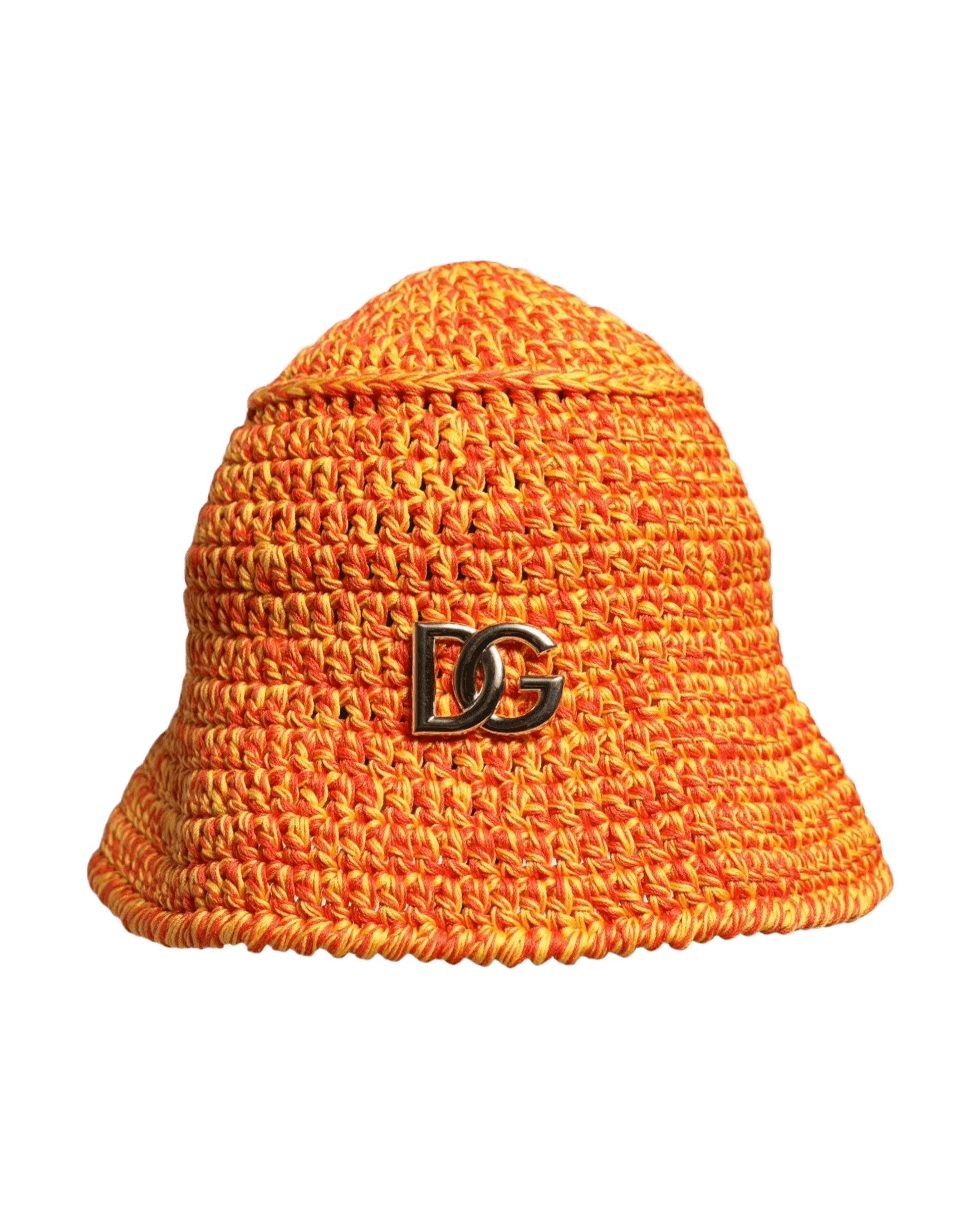 Dolce & Gabbana Orange Cotton Crochet Dg Logo Bucket Hat Glam Steals