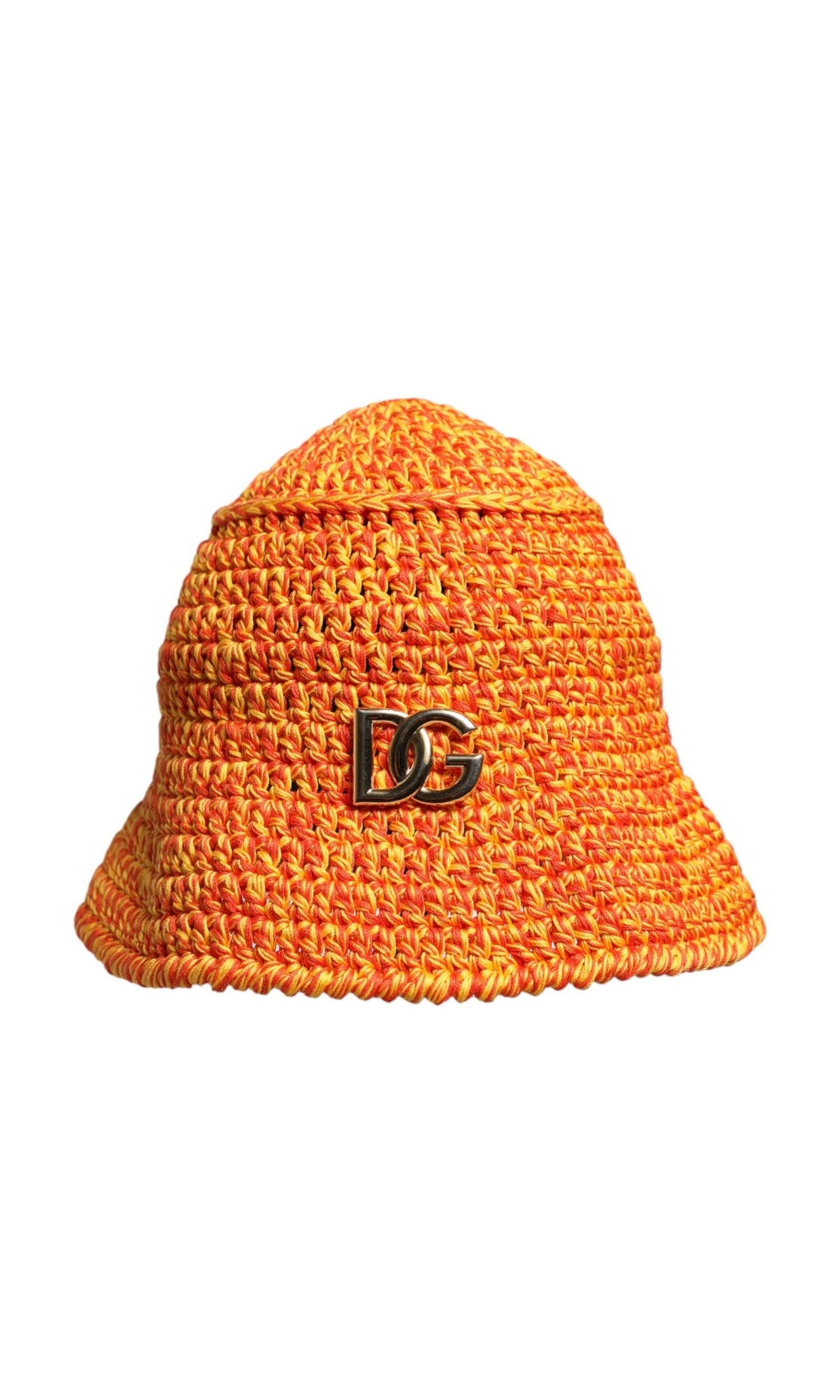 Dolce & Gabbana Orange Cotton Crochet Dg Logo Bucket Hat Glam Steals