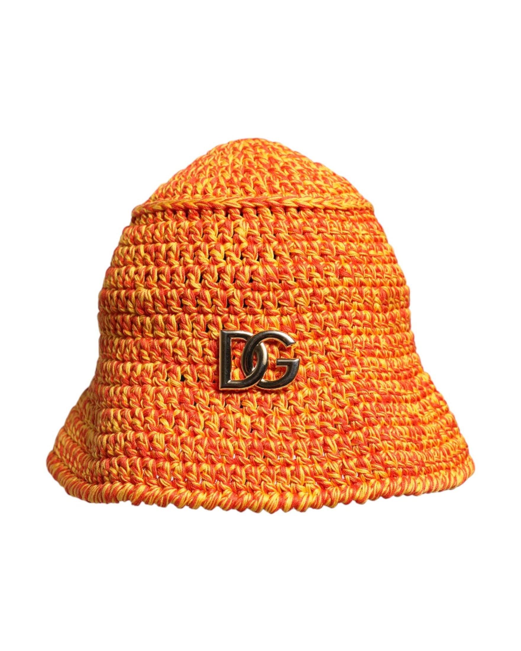 Dolce & Gabbana Orange Cotton Crochet Dg Logo Bucket Hat Glam Steals