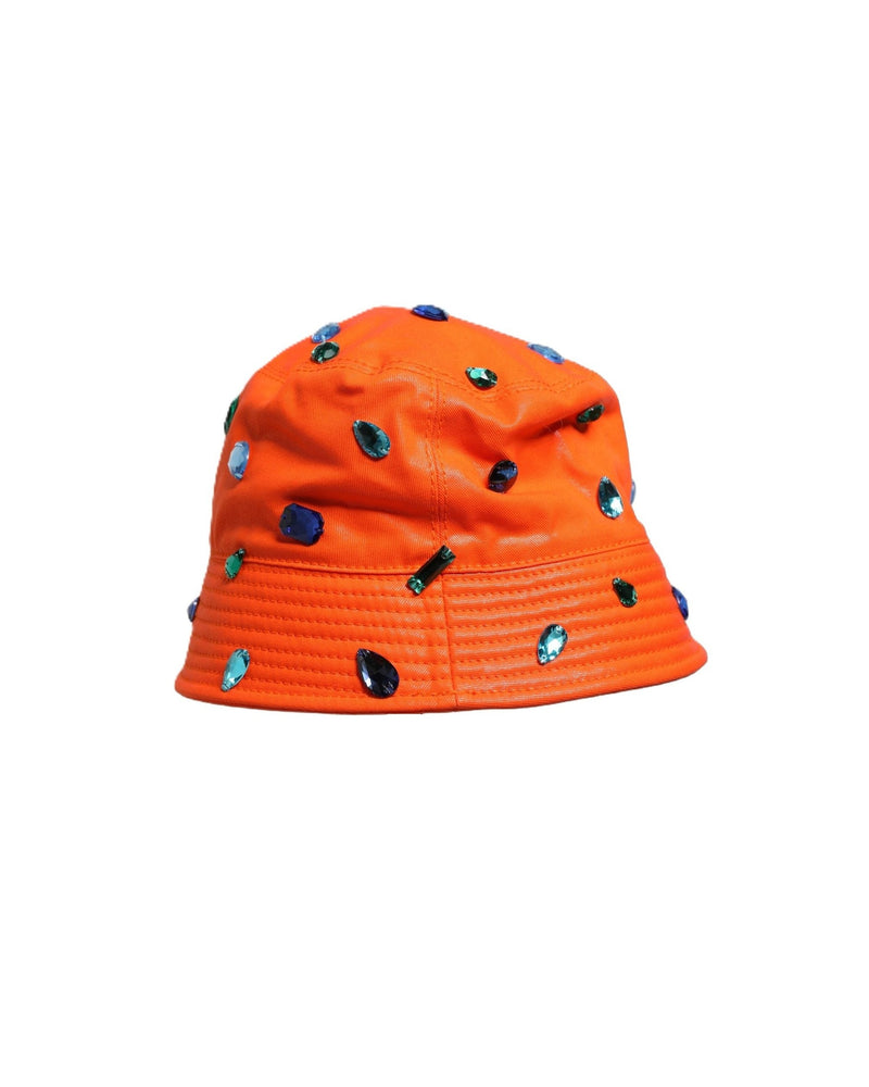 Dolce & Gabbana Orange Crystal Embellished Bucket Fisherman Cap Hat Glam Steals