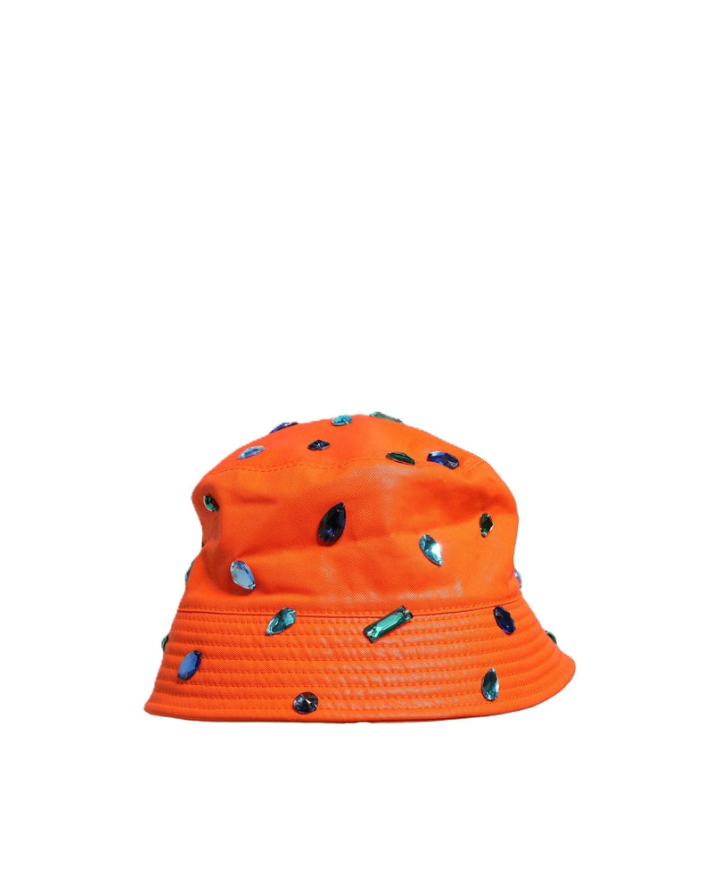 Dolce & Gabbana Orange Crystal Embellished Bucket Fisherman Cap Hat Glam Steals