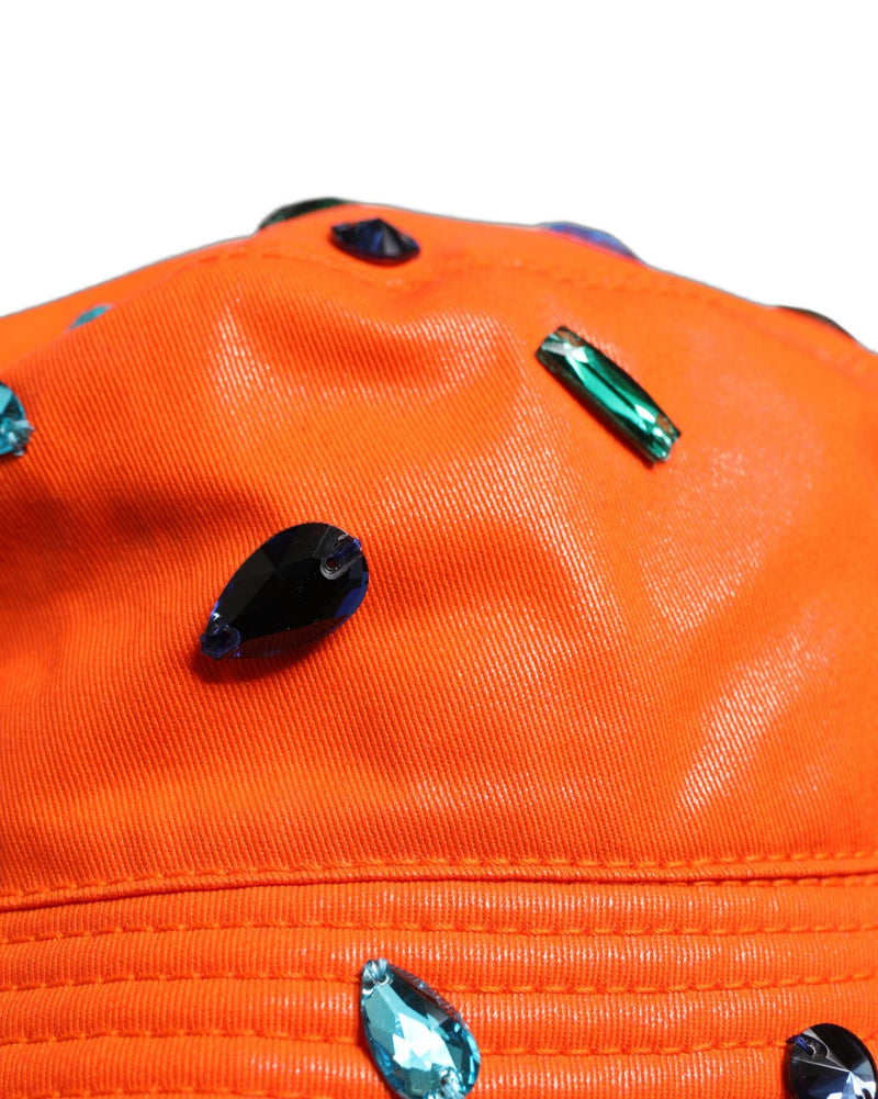 Dolce & Gabbana Orange Crystal Embellished Bucket Fisherman Cap Hat Glam Steals