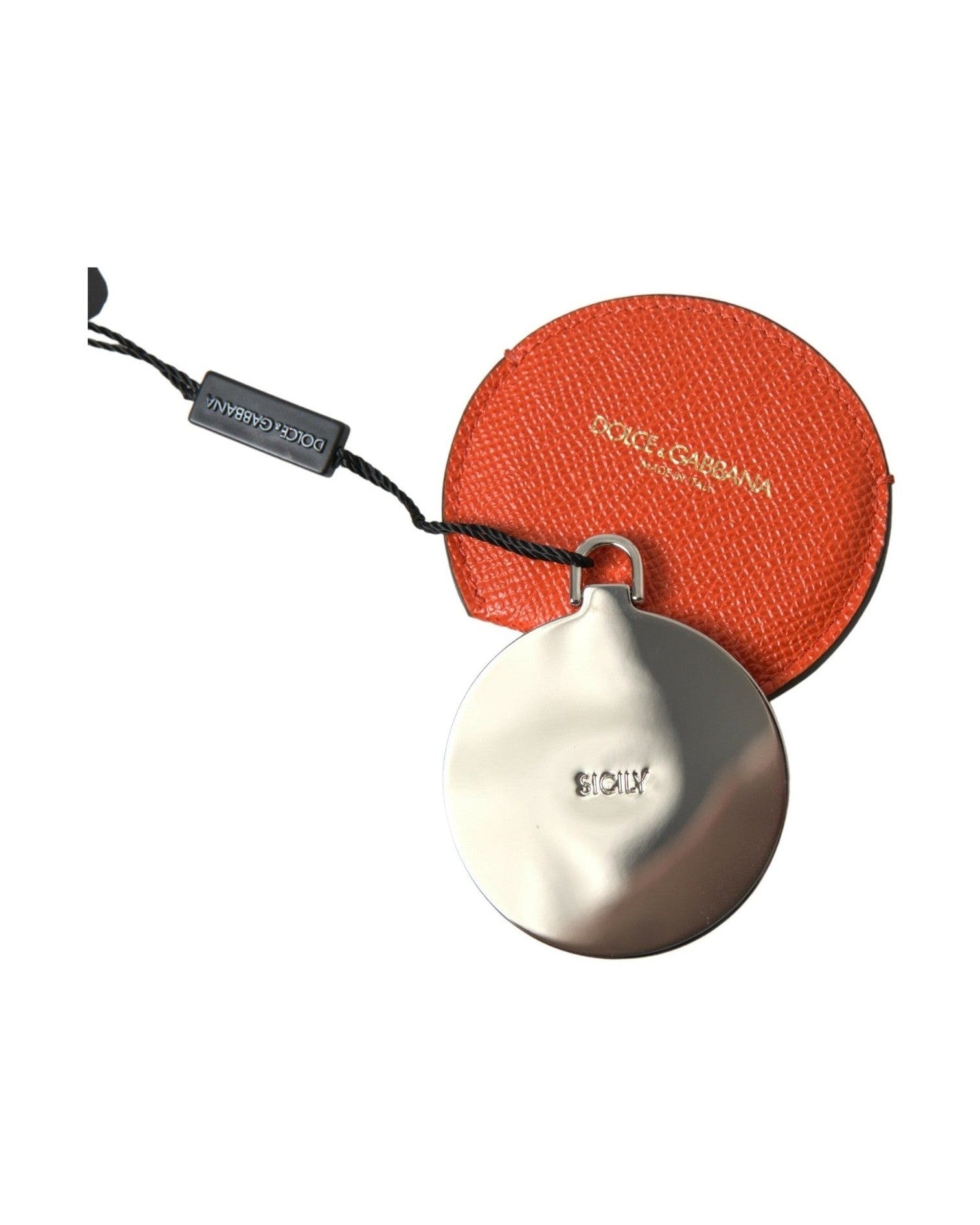 Dolce & Gabbana Elegant Calfskin Mirror Orange Holder Glam Steals
