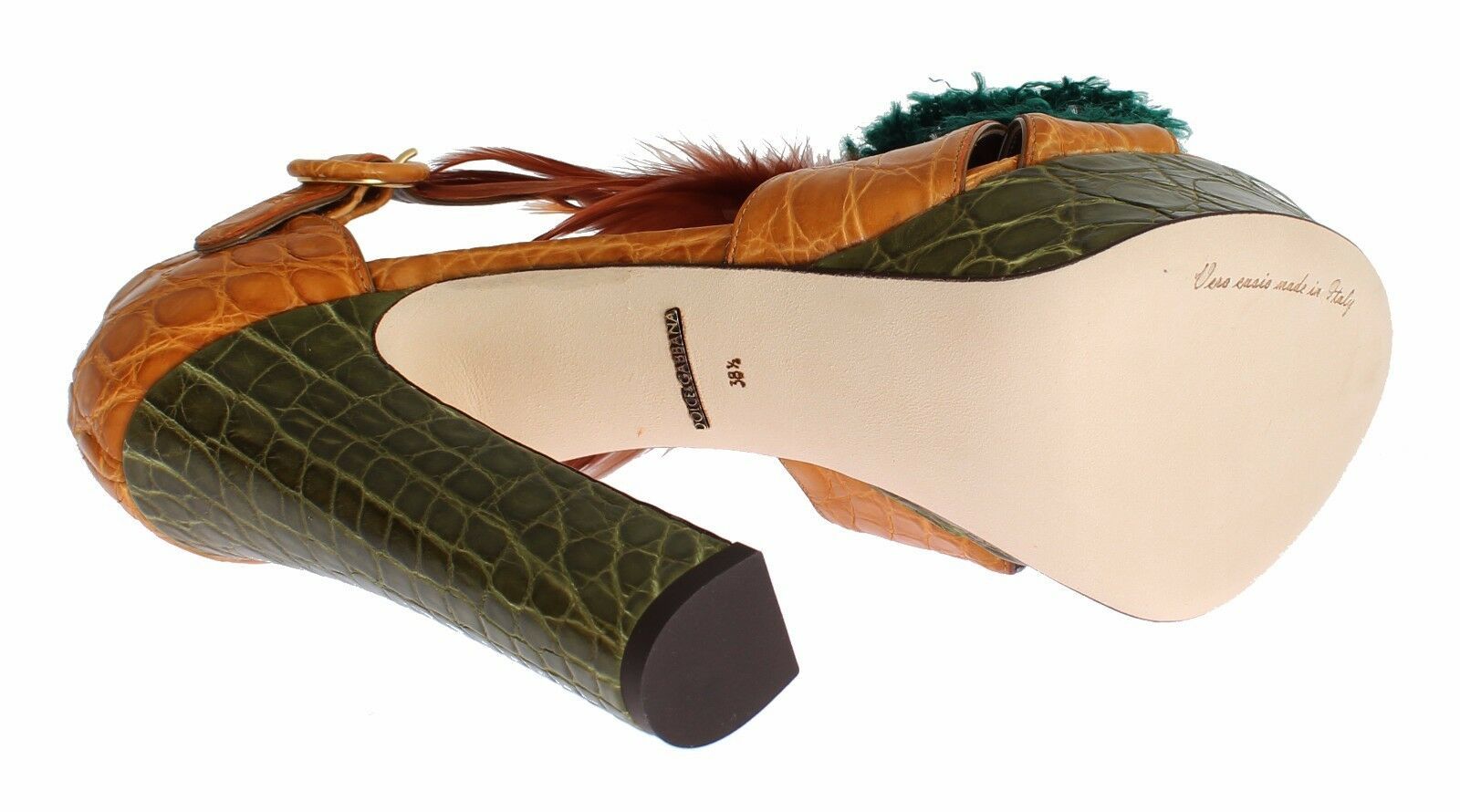 Dolce & Gabbana Orange Leather Crystal Platform Sandals Glam Steals