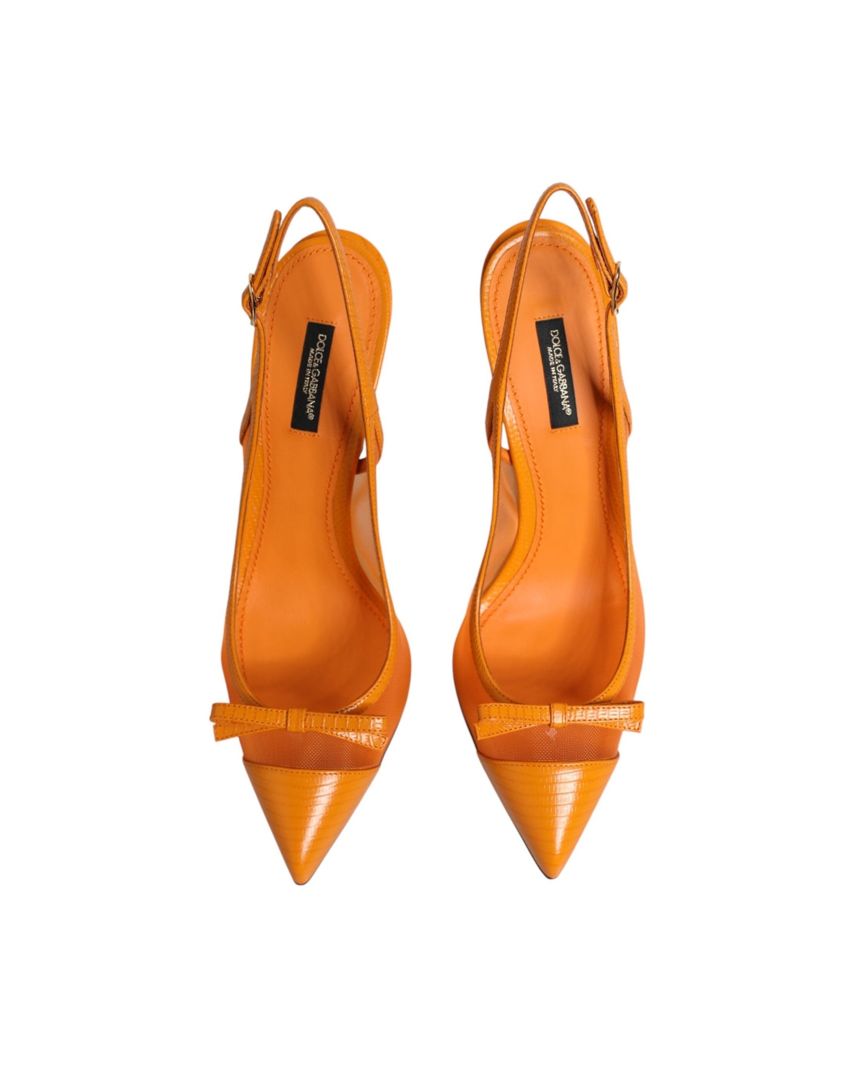 Dolce & Gabbana Orange Leather Mesh Heels Glam Steals