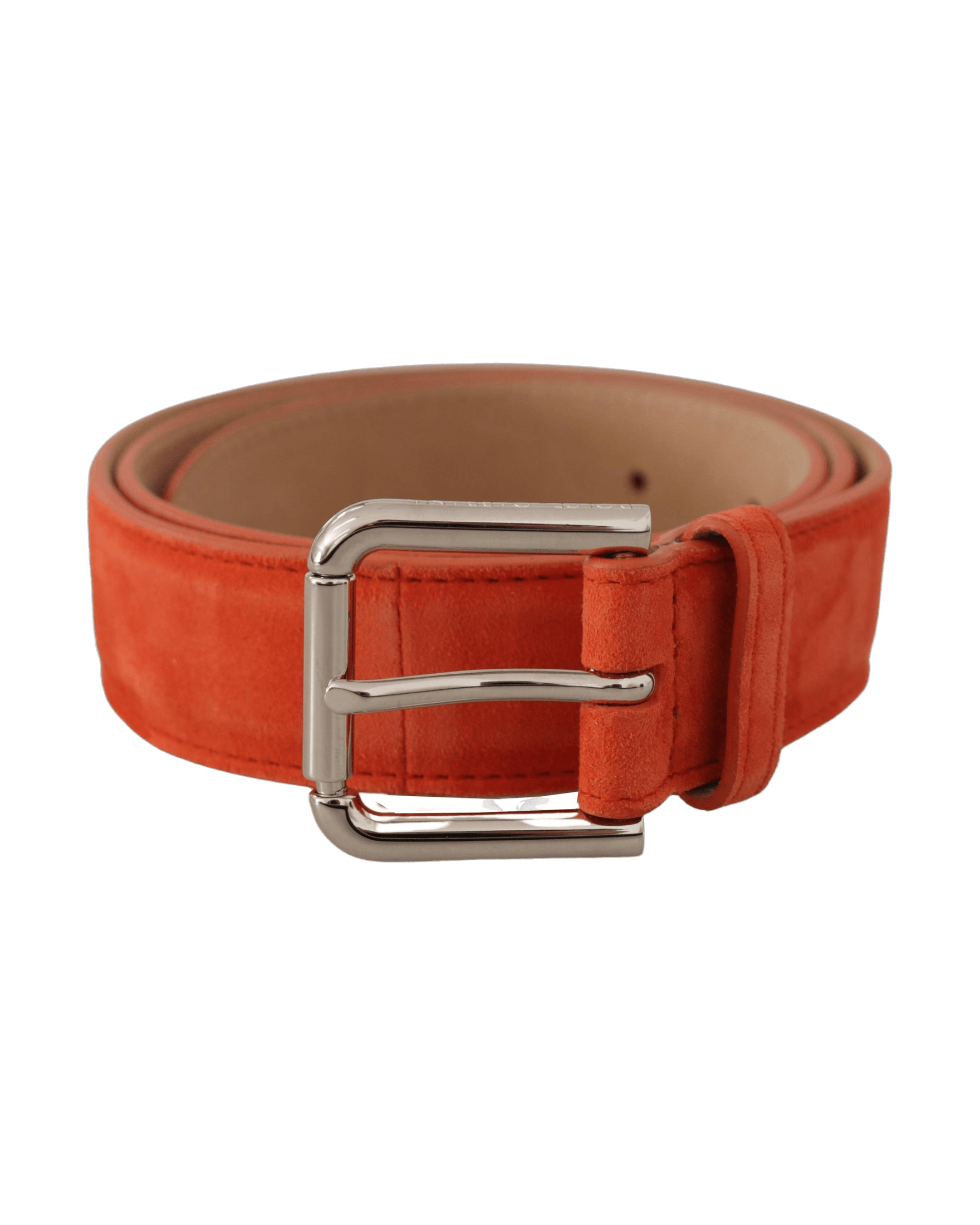 Dolce & Gabbana Orange Leather Suede Logo Metal Buckle Belt Belts